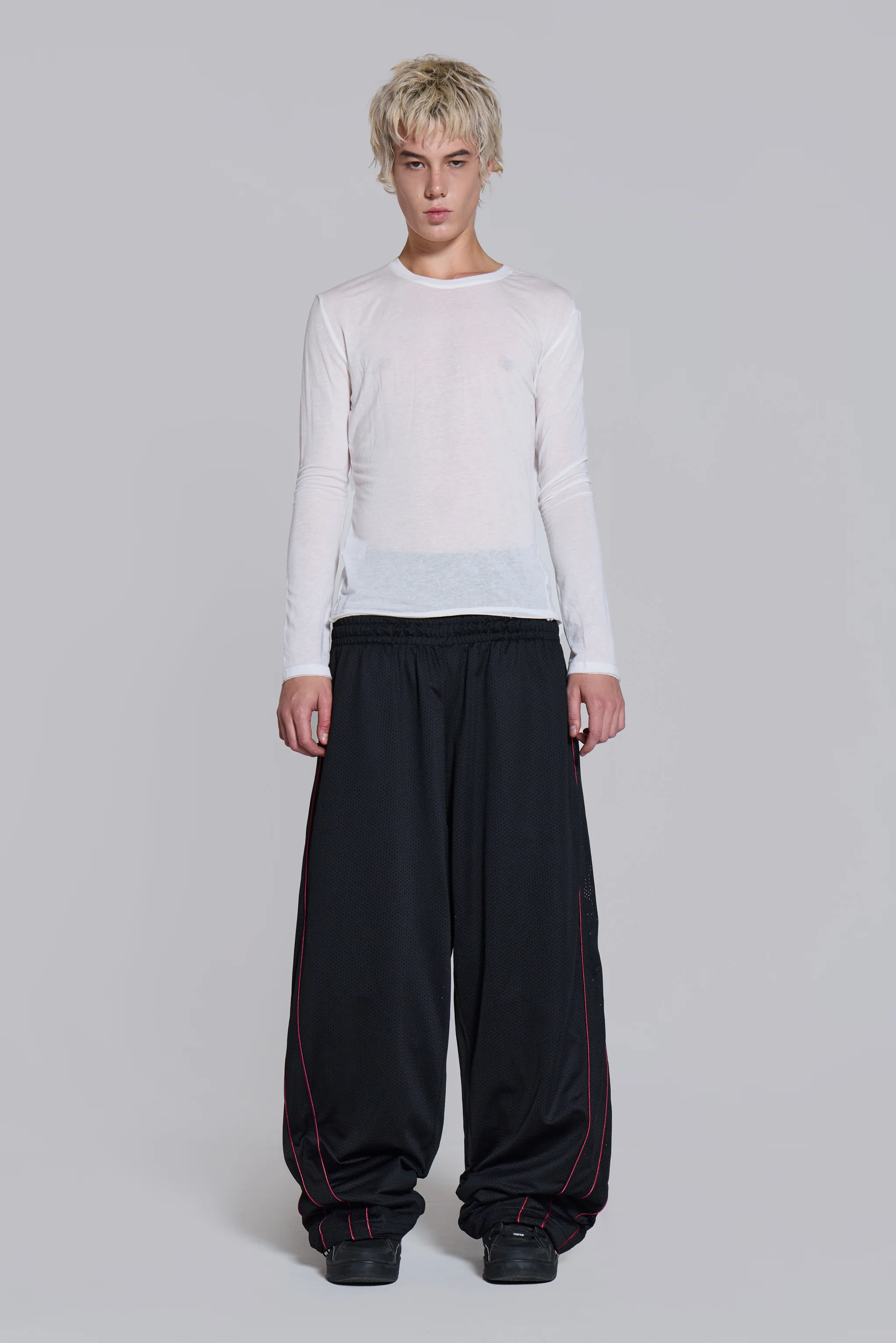 Black Mesh Vapor Tracksuit Bottoms - Image 3