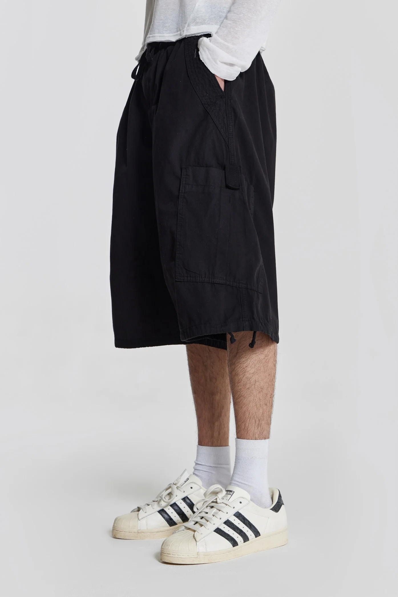 Black Parachute Cargo Baggy Shorts - Image 4