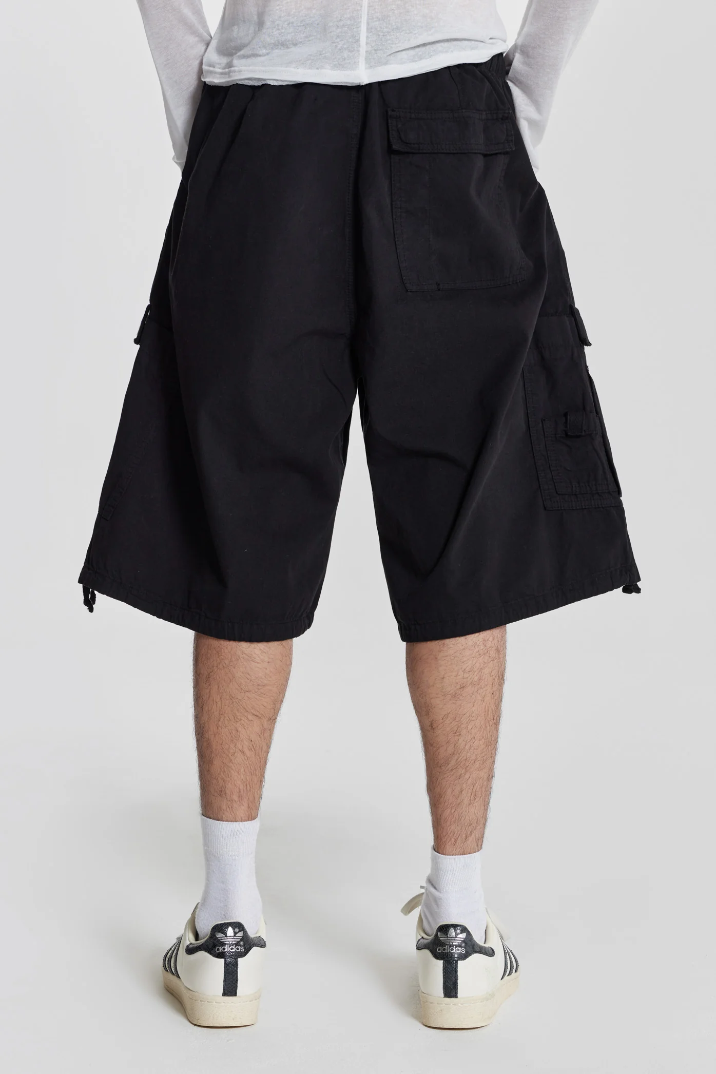 Black Parachute Cargo Baggy Shorts - Image 5