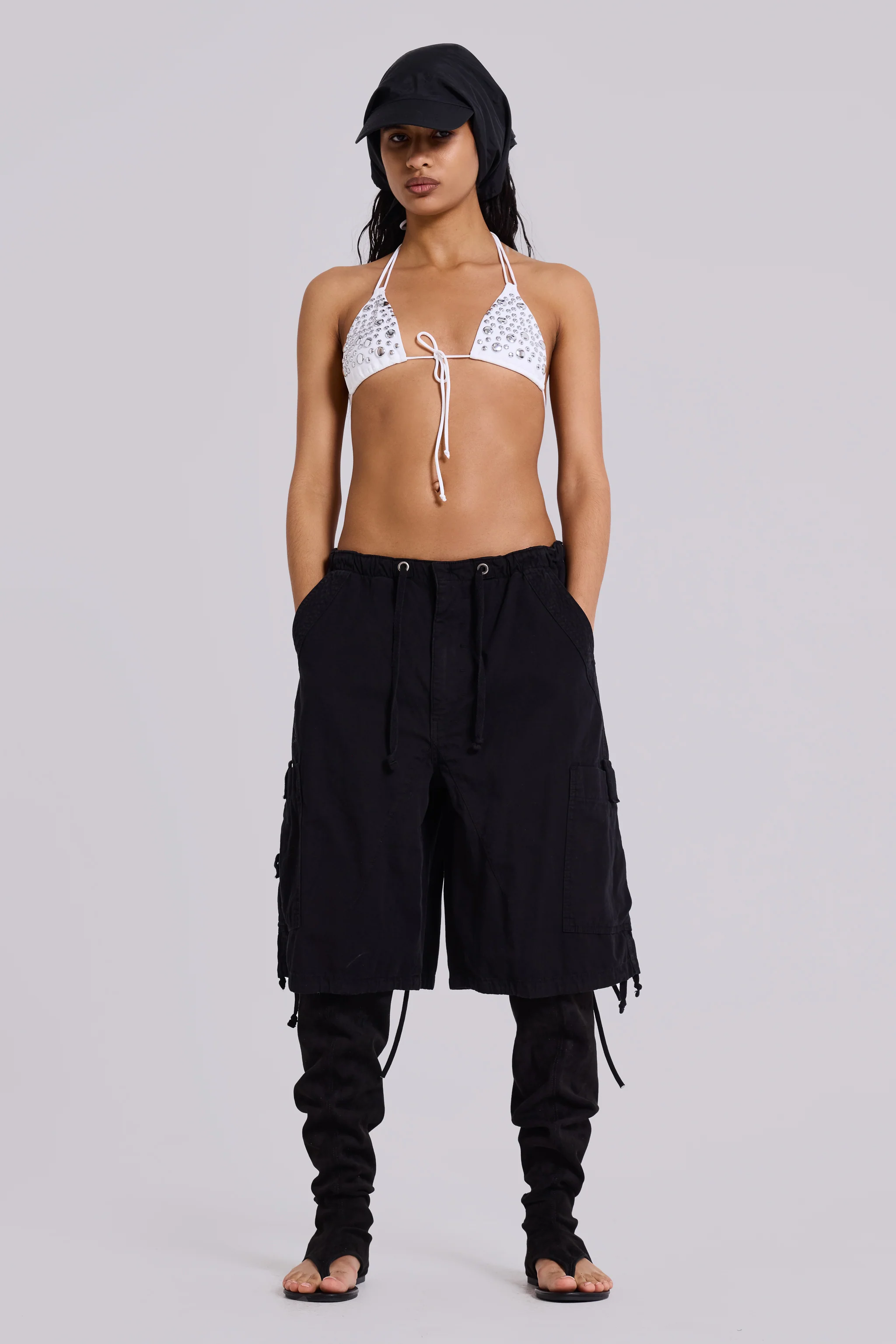 Black Parachute Cargo Shorts - Image 3
