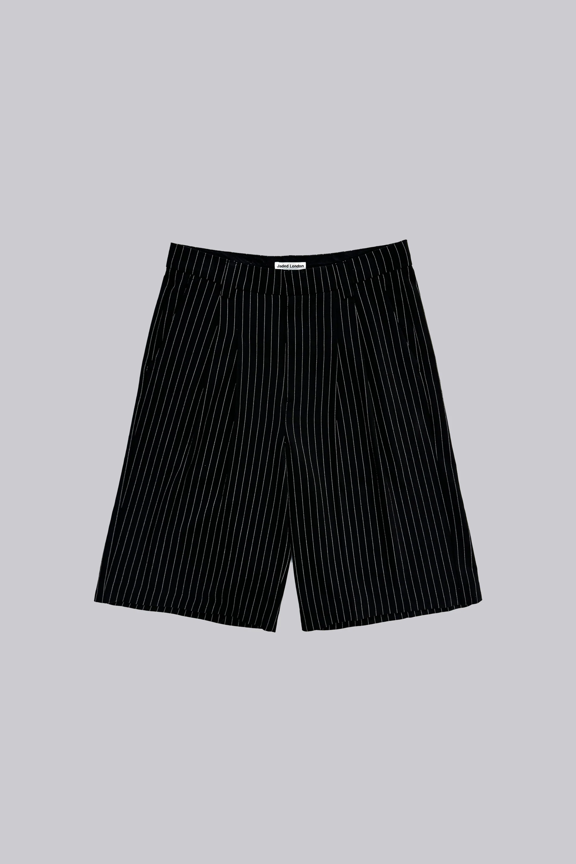 Black Pinstripe Goliath Baggy Shorts - Image 5