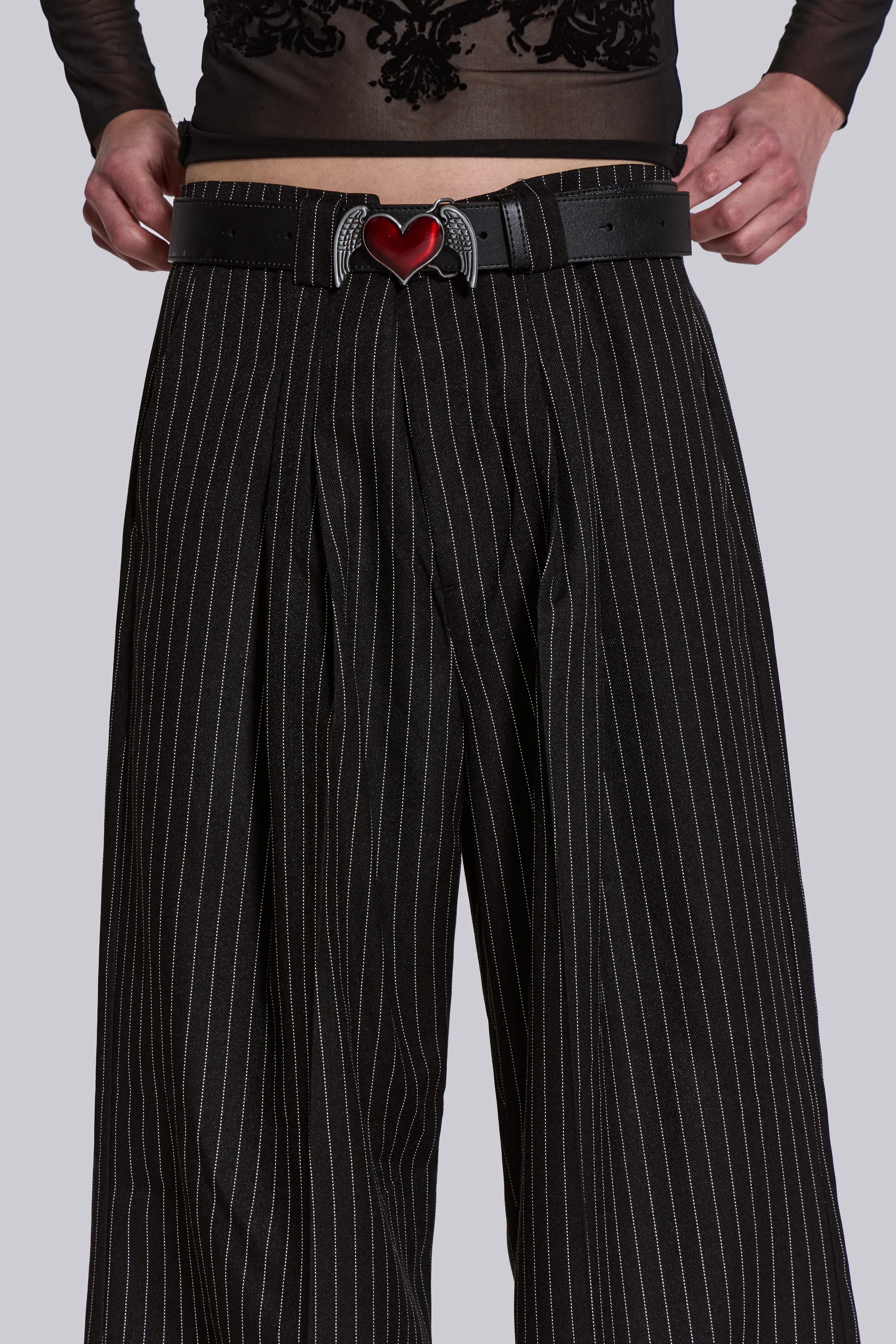 Black Pinstripe Goliath Suit Pants - Image 10