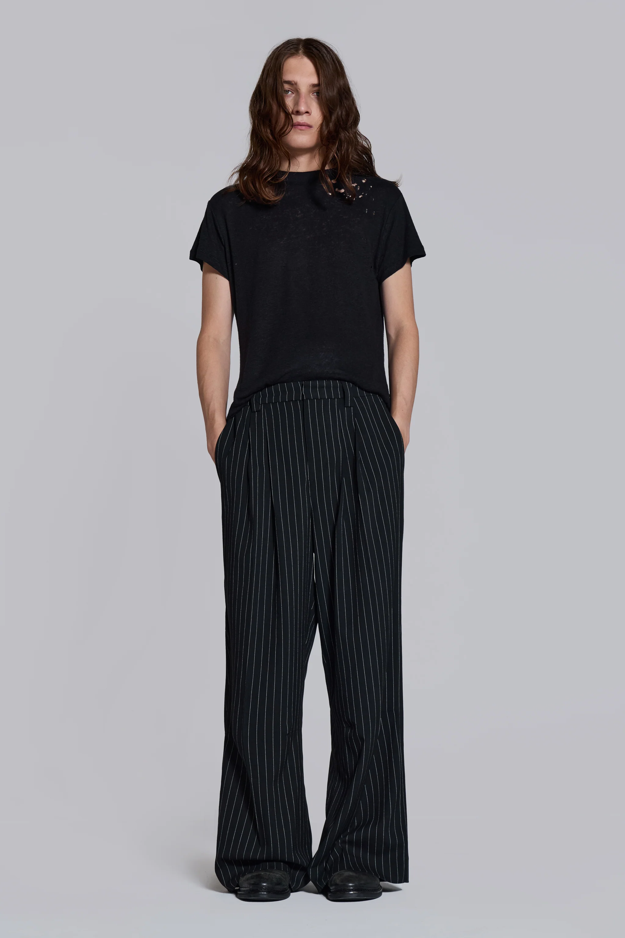 Black Pinstripe Goliath Suit Pants - Image 12
