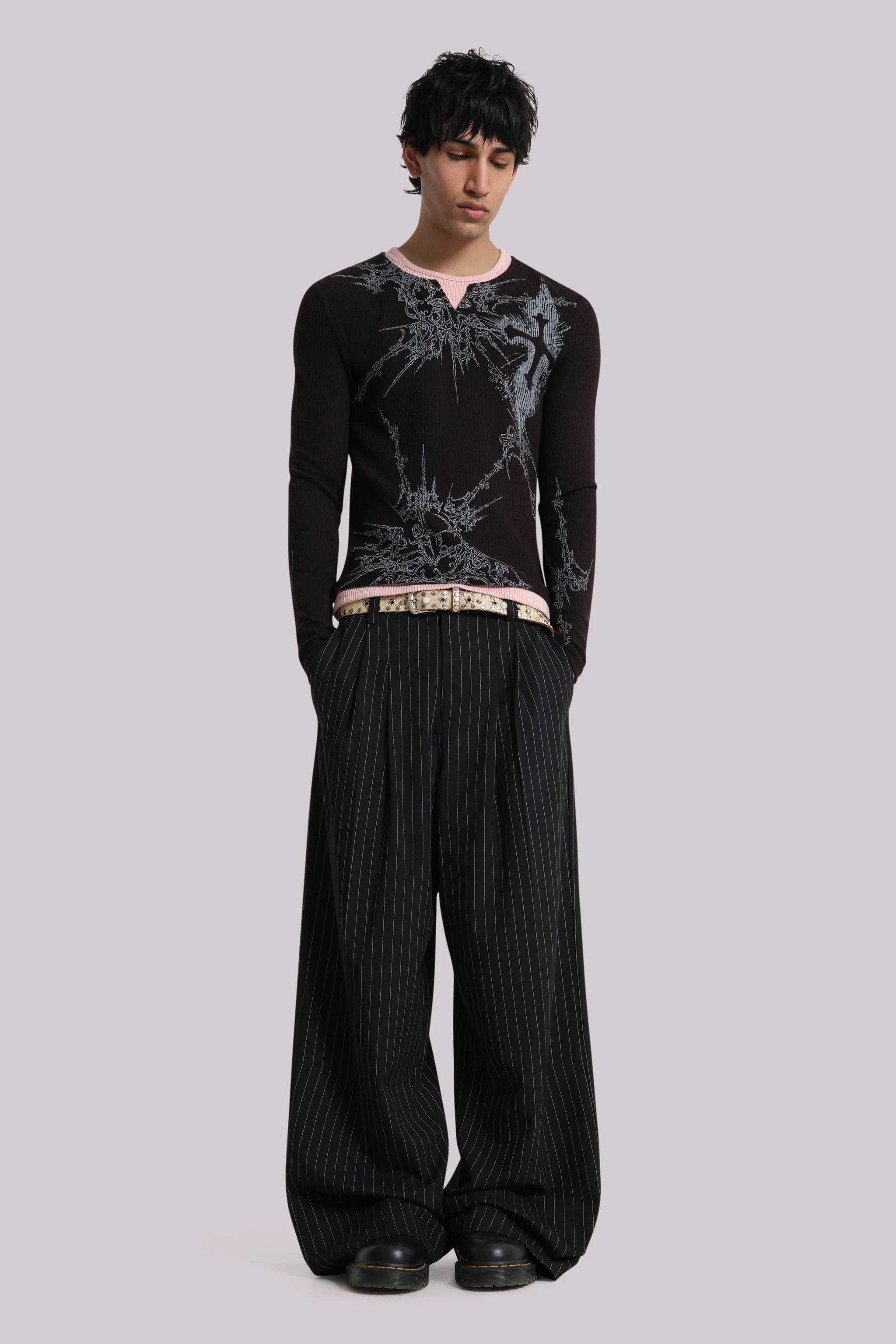 Black Pinstripe Goliath Suit Pants - Image 3