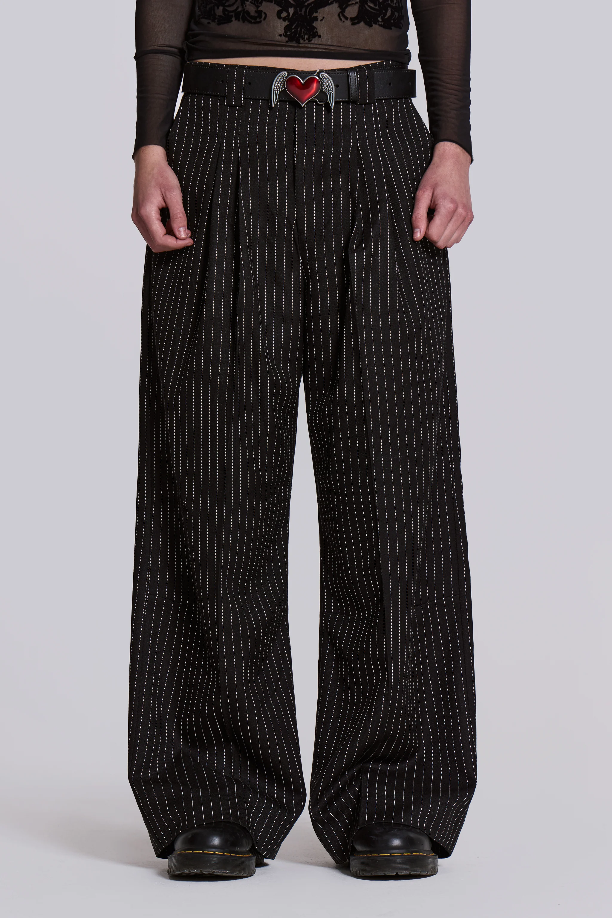 Black Pinstripe Goliath Suit Pants - Image 7
