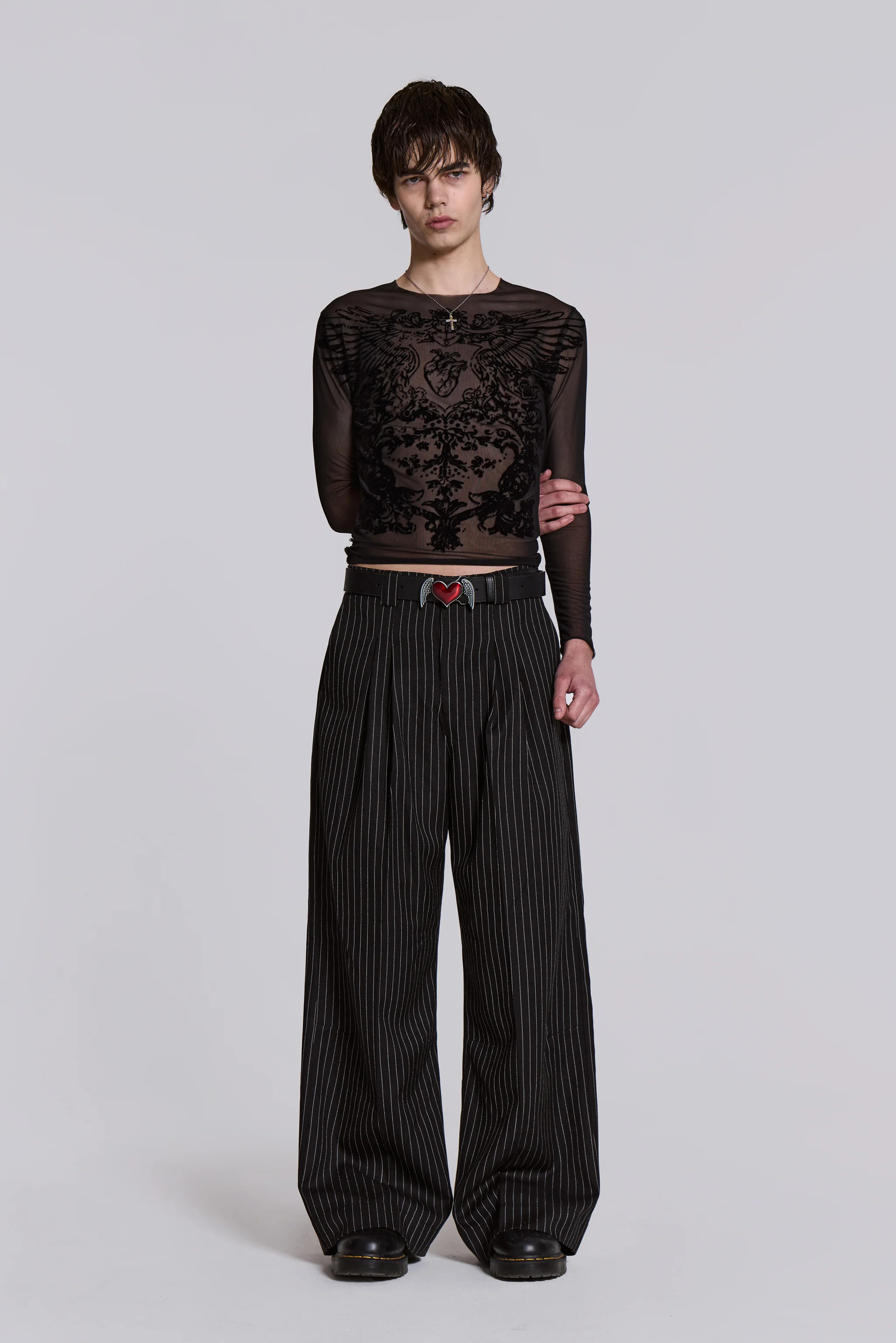 Black Pinstripe Goliath Suit Pants - Image 8
