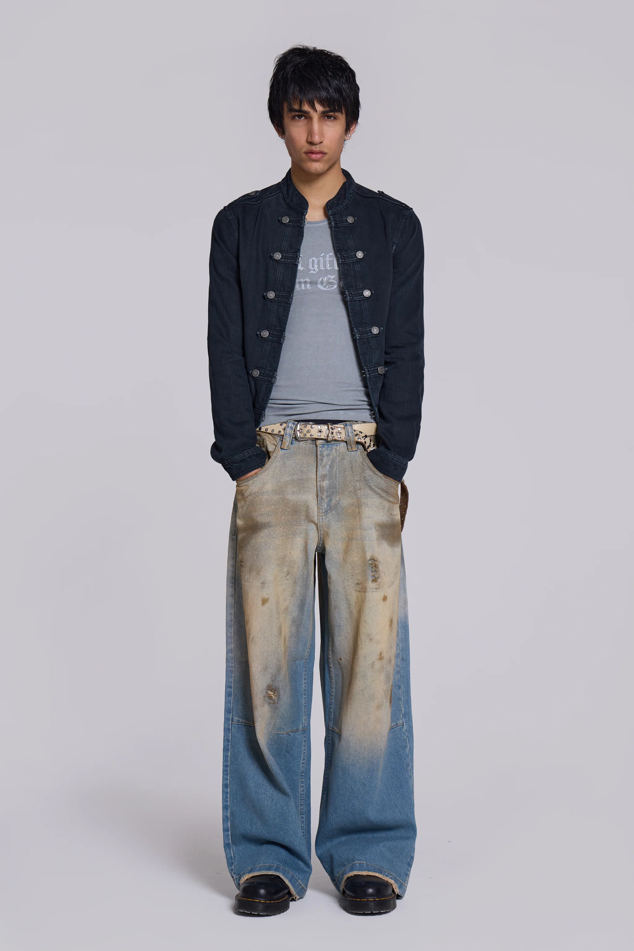 Rebel Military Jacket in Washed Black - Image 10