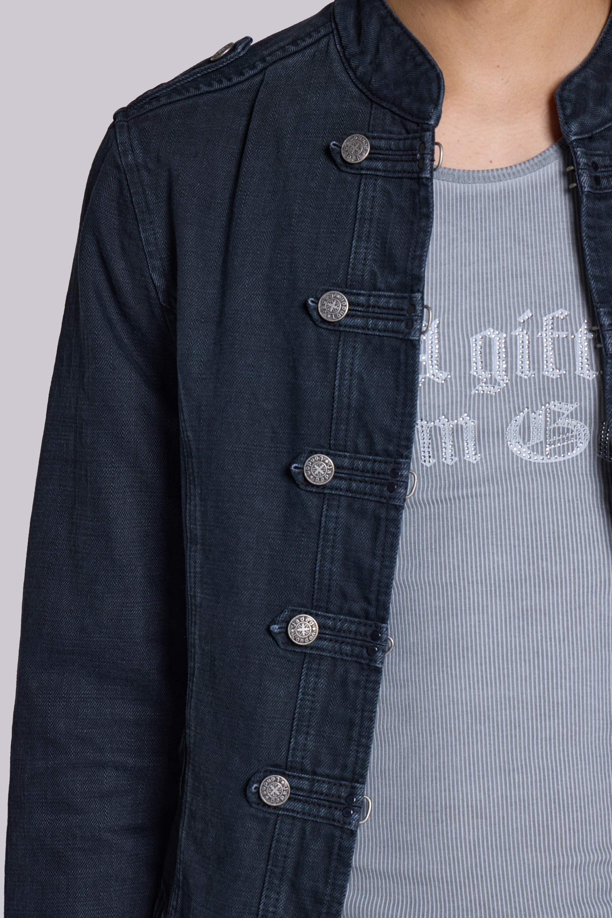 Rebel Military Jacket in Washed Black - Image 12