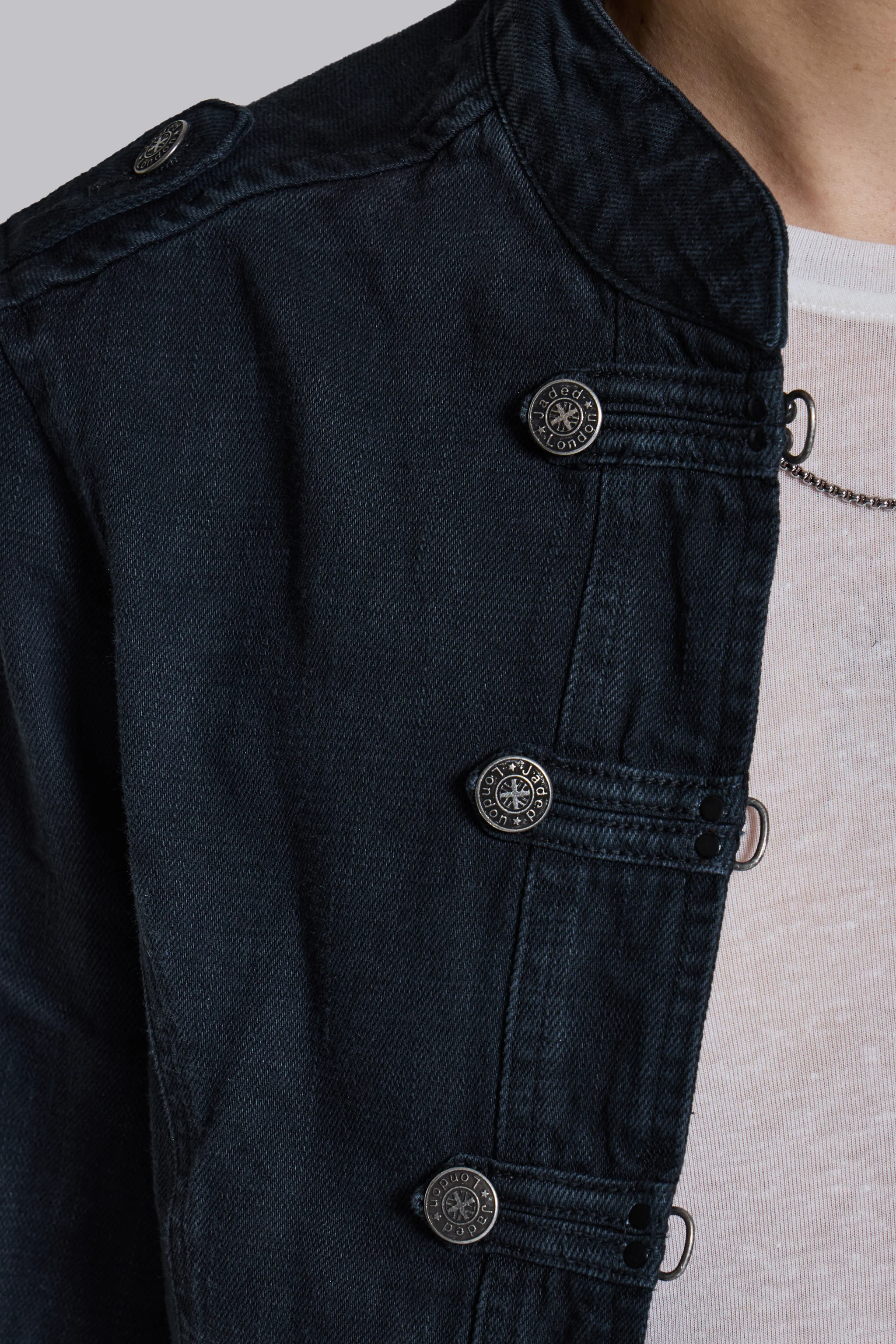 Rebel Military Jacket in Washed Black - Image 3