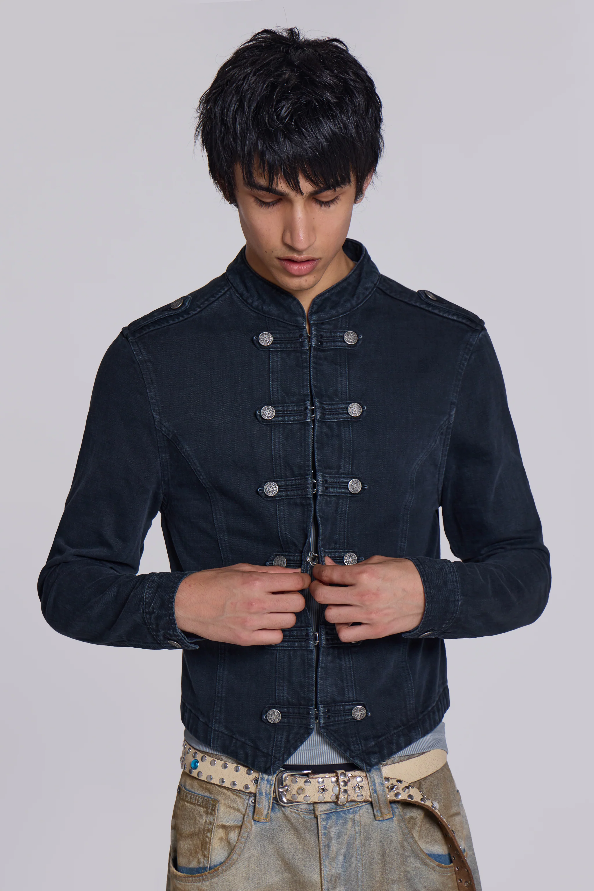 Rebel Military Jacket in Washed Black - Image 5