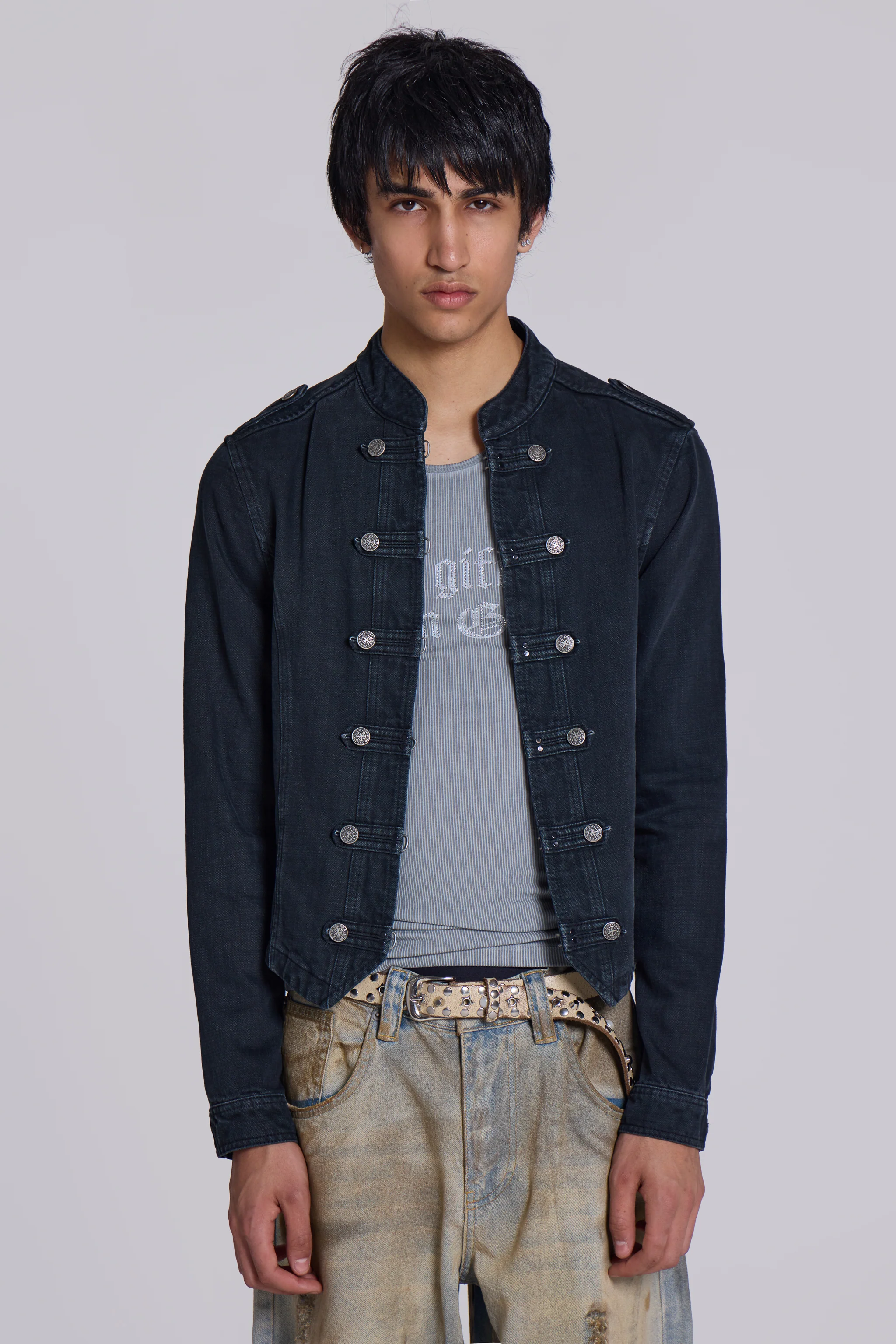 Rebel Military Jacket in Washed Black - Image 6