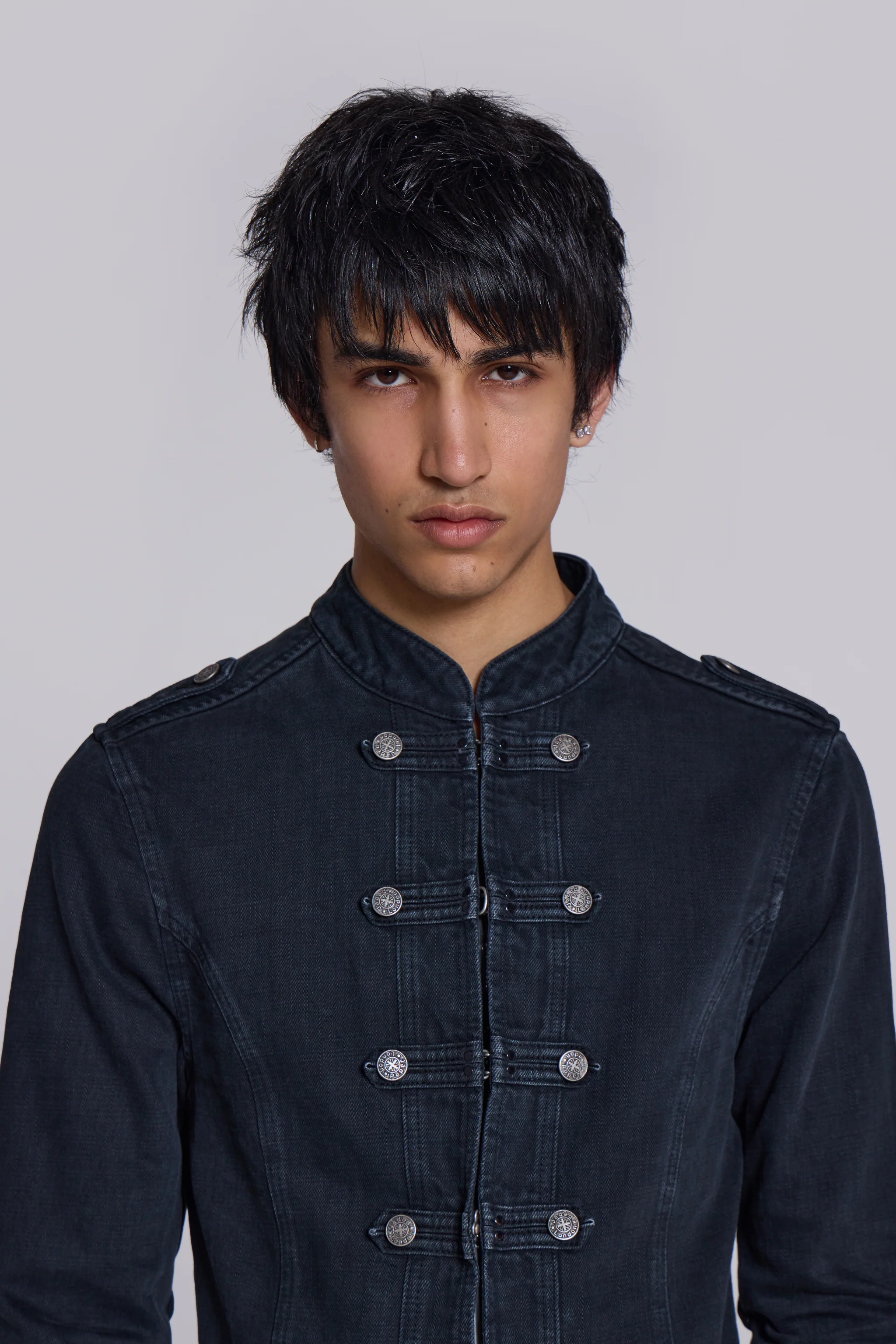 Rebel Military Jacket in Washed Black - Image 9