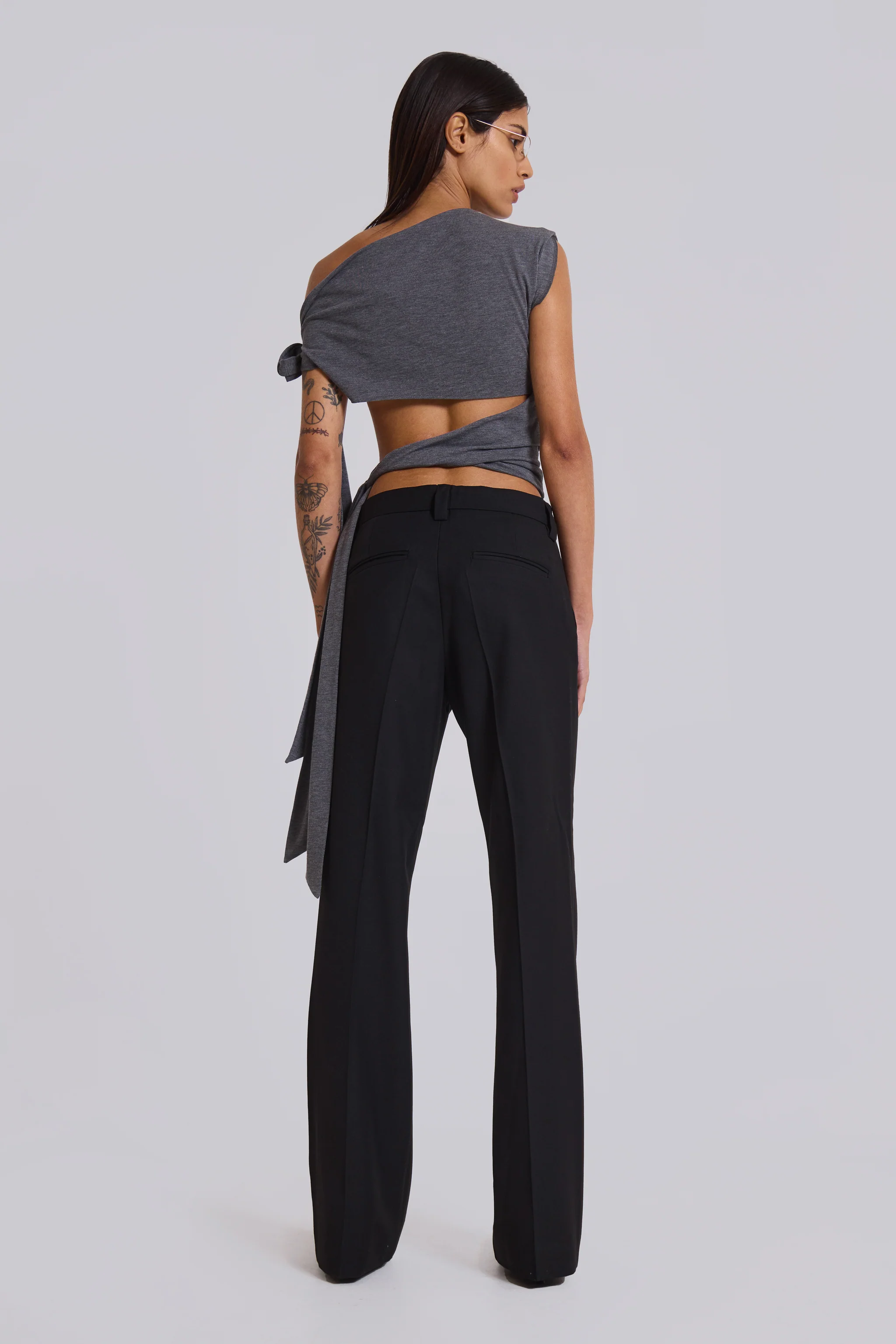 Black Stacked Bootcut Suit Pants - Image 4
