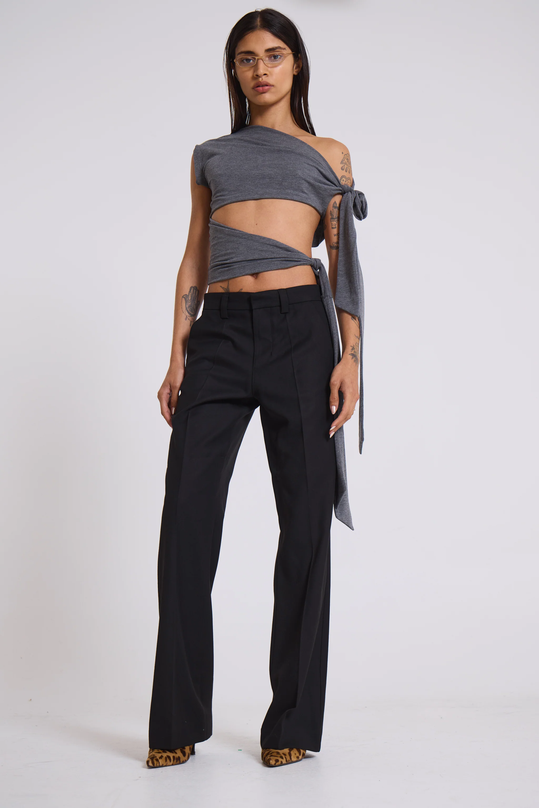 Black Stacked Bootcut Suit Pants - Image 5