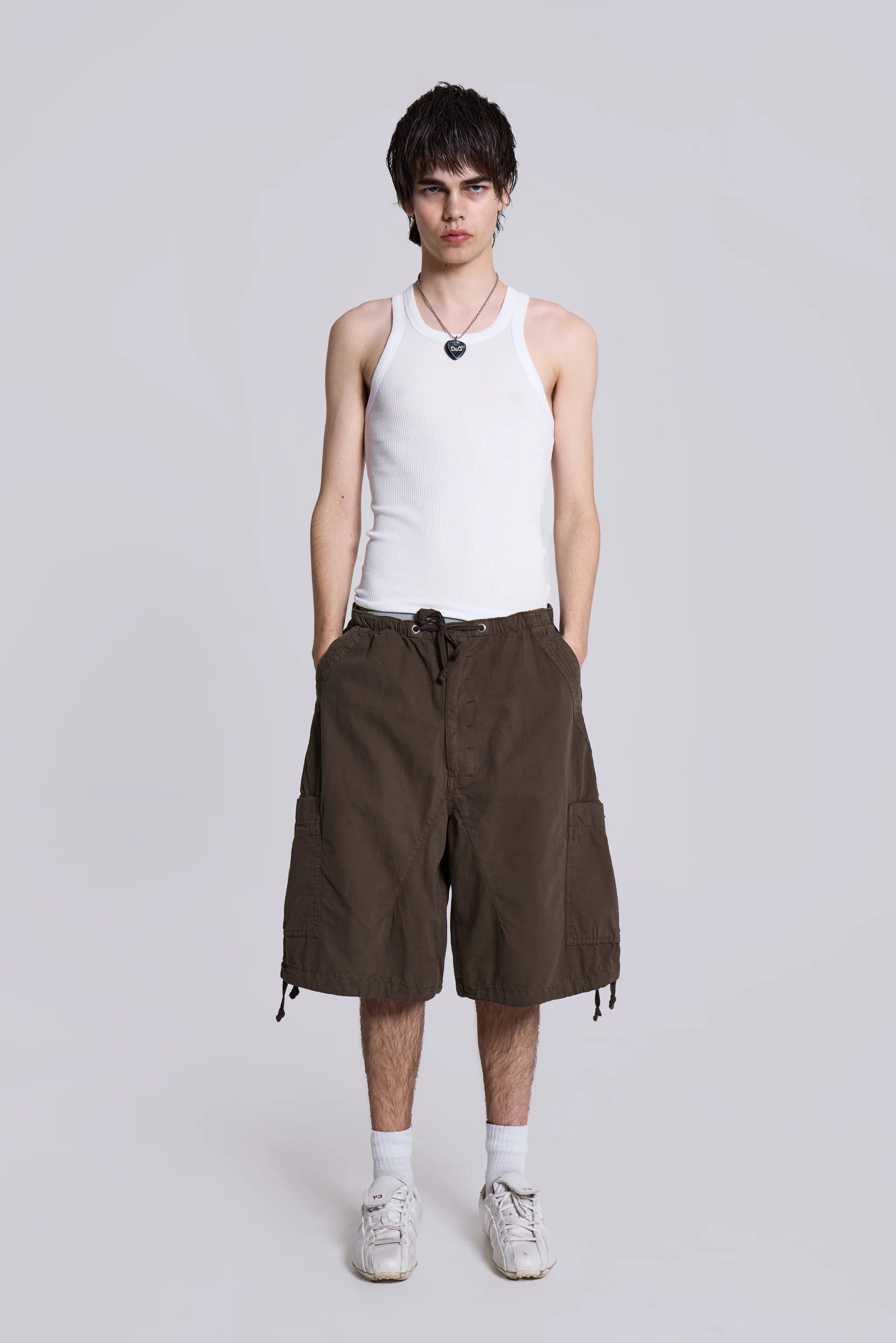 Brown Parachute Cargo Baggy Shorts - Image 3
