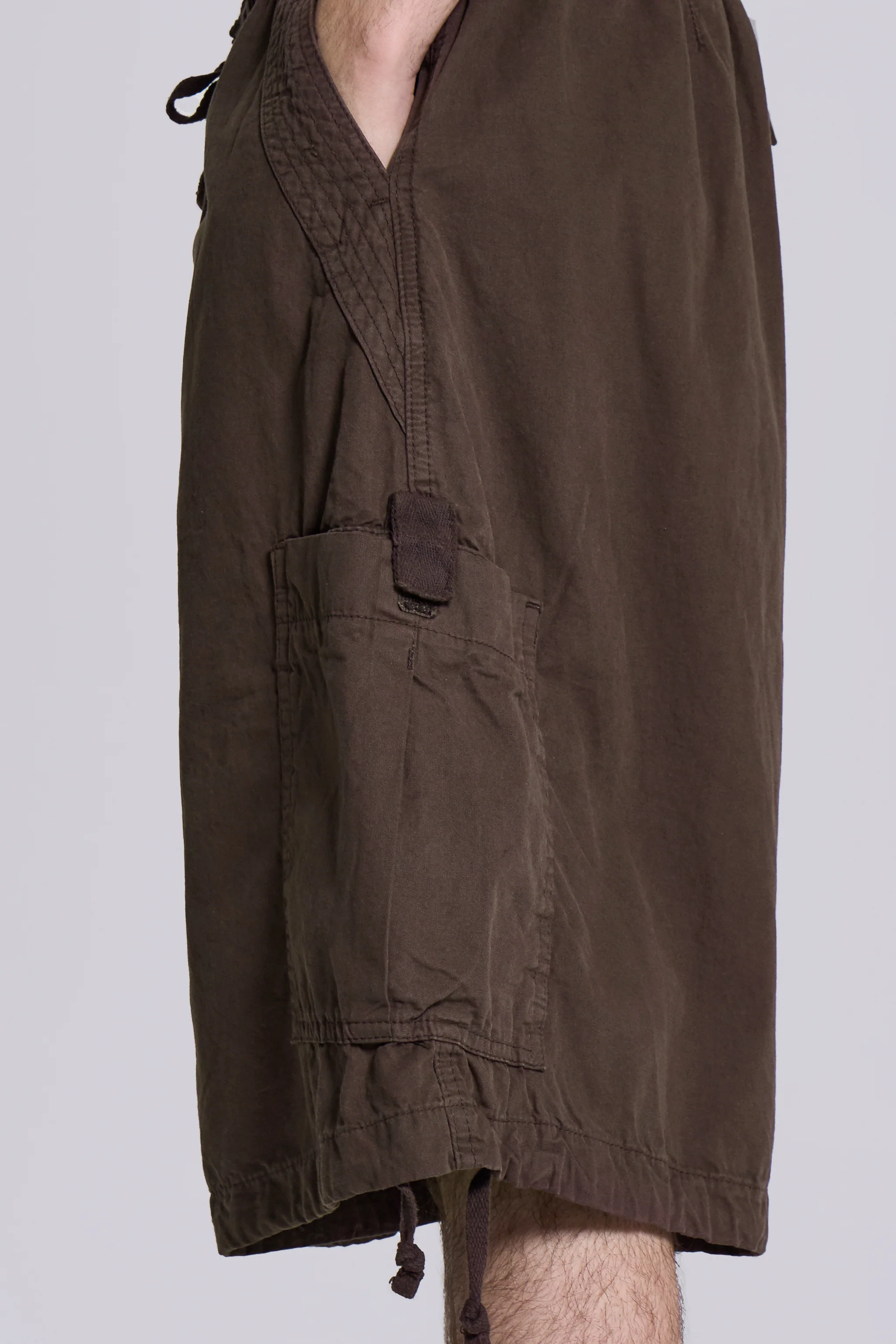 Brown Parachute Cargo Baggy Shorts - Image 4