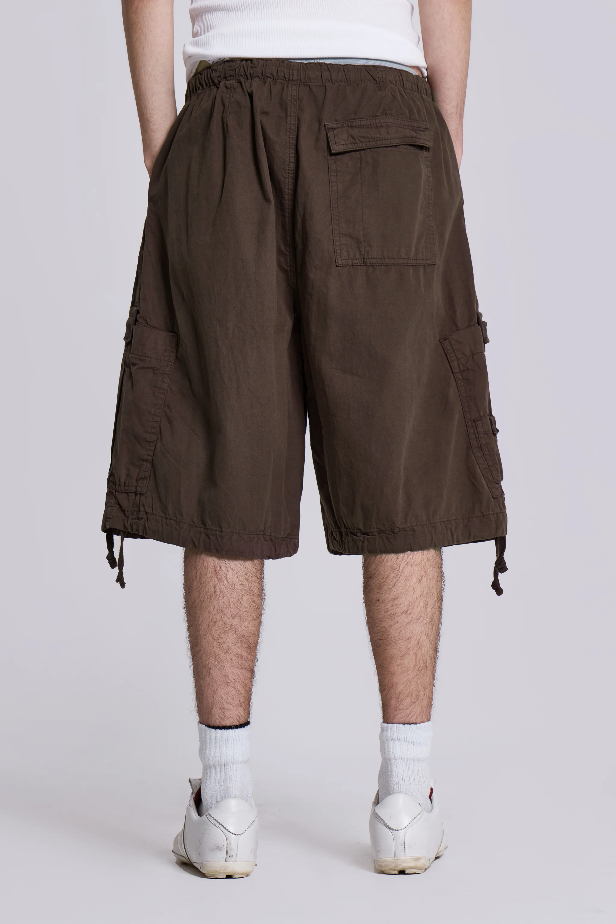 Brown Parachute Cargo Baggy Shorts - Image 5