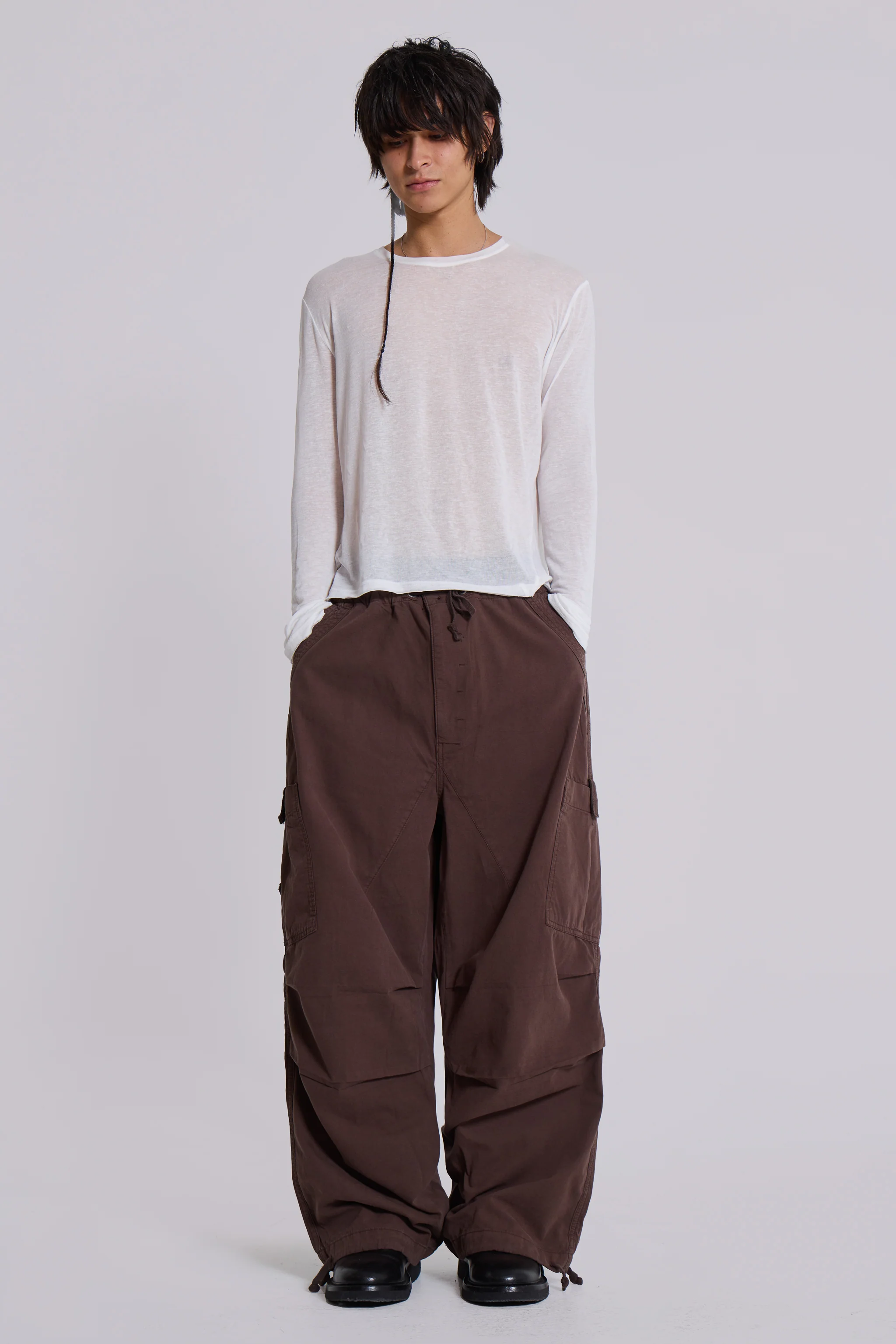 Brown Parachute Cargo Pants - Image 3