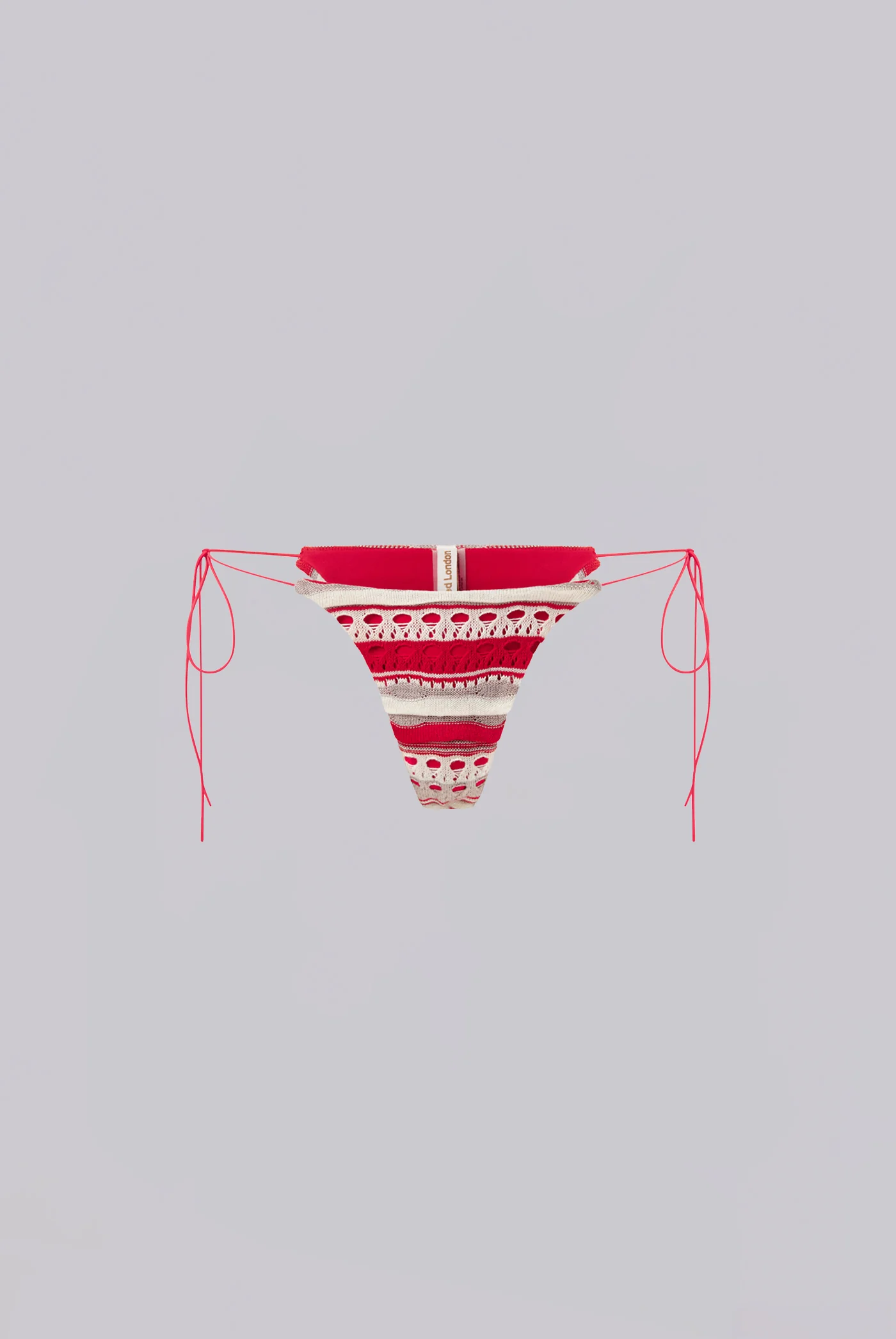 Cata Red Stripe Micro Ruffle Knit Bikini Bottoms - Image 4