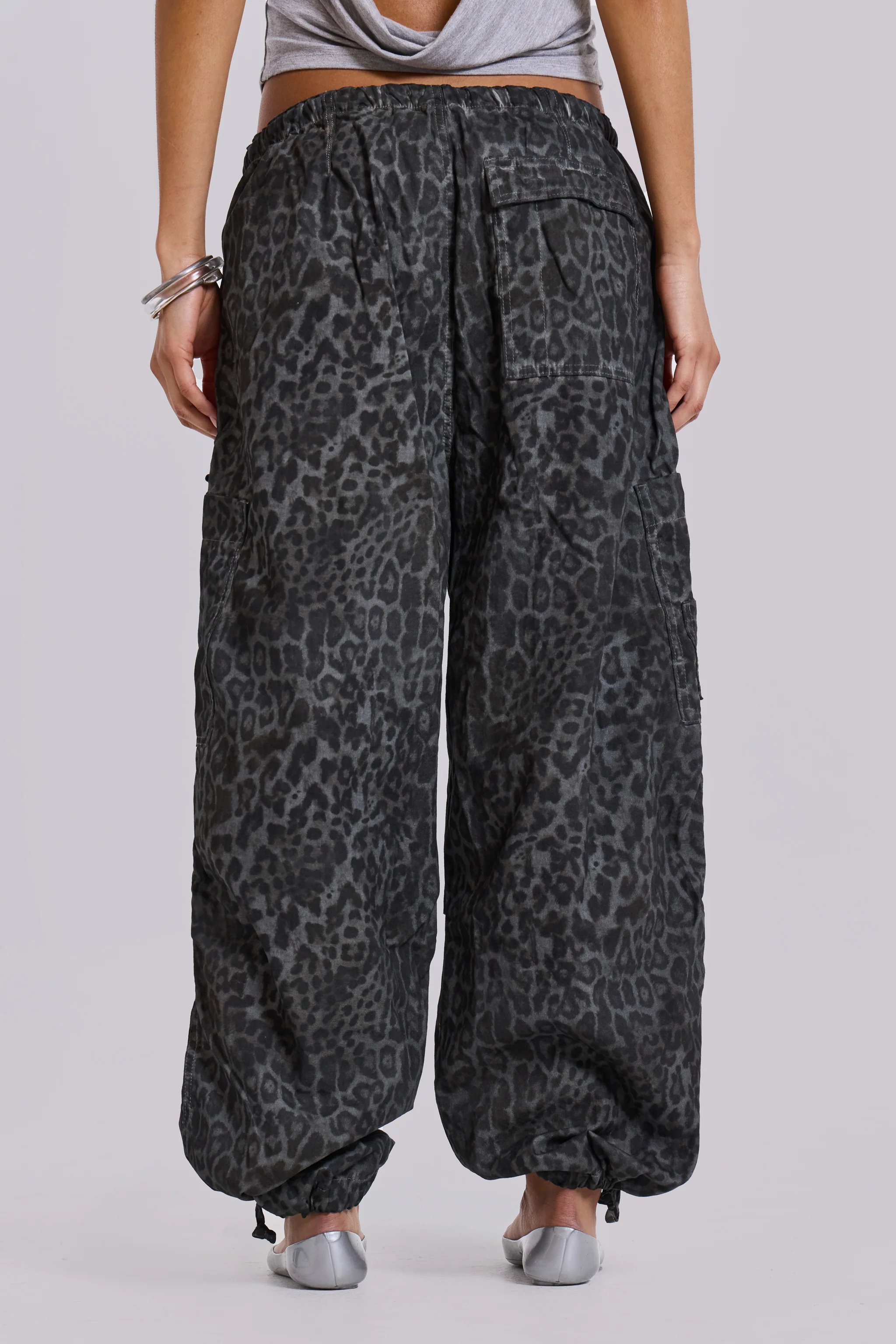 Charcoal Leopard Parachute Pants - Image 4