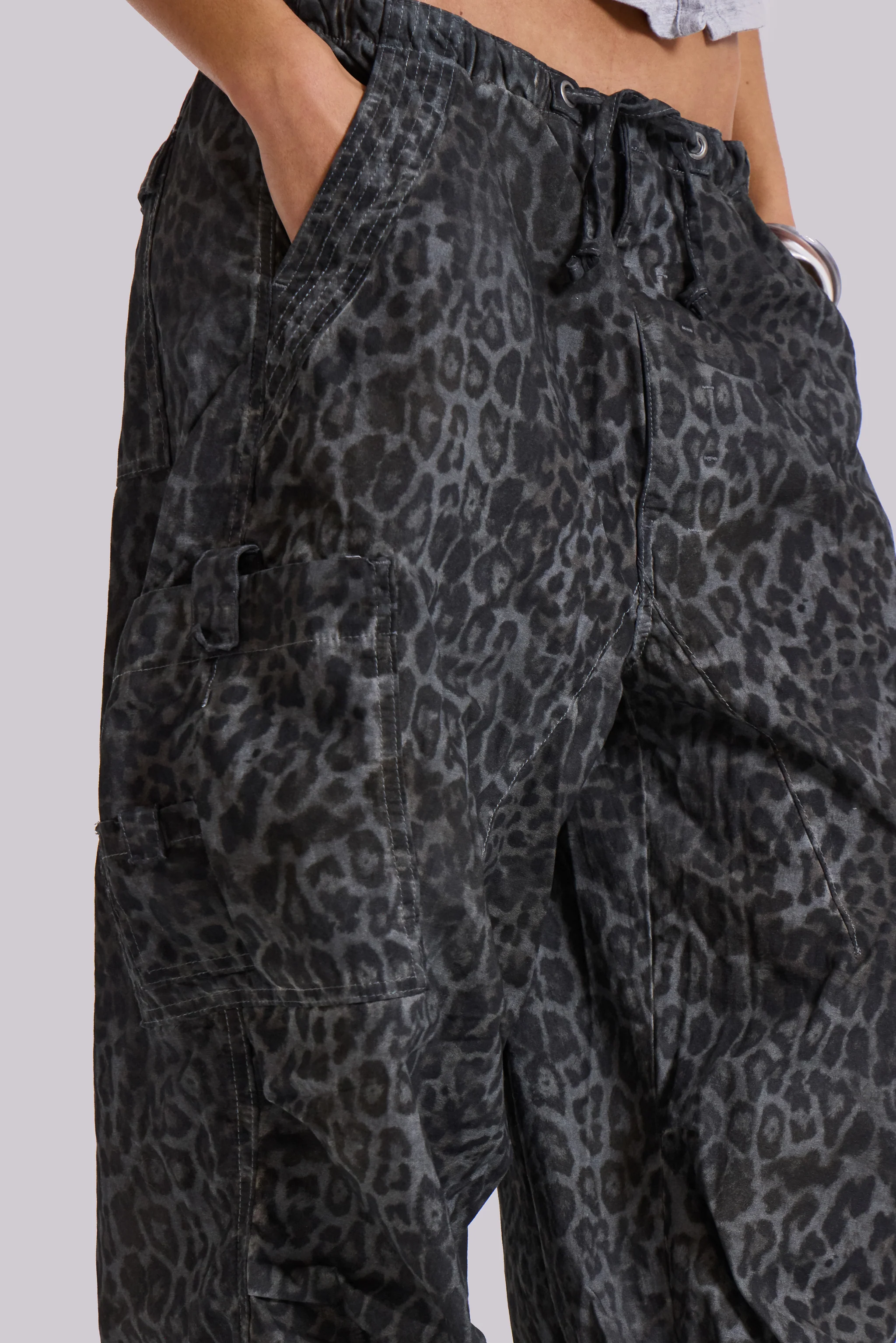 Charcoal Leopard Parachute Pants - Image 6