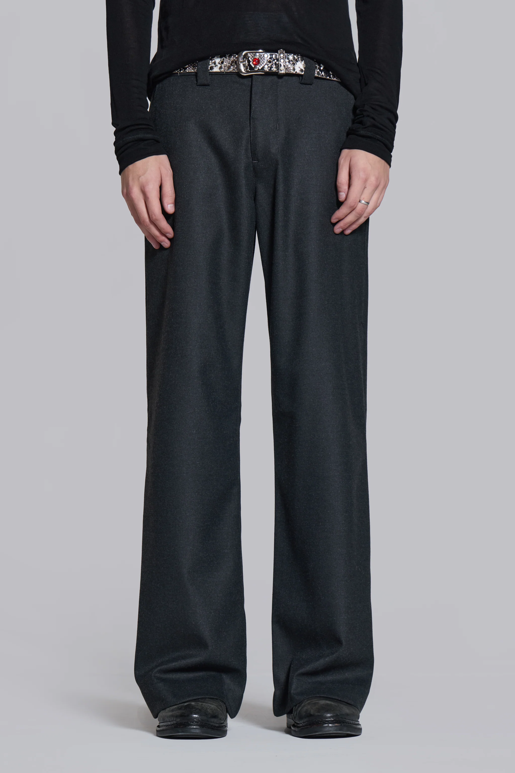 Charcoal Stacked Straight Suit Pants - Image 10