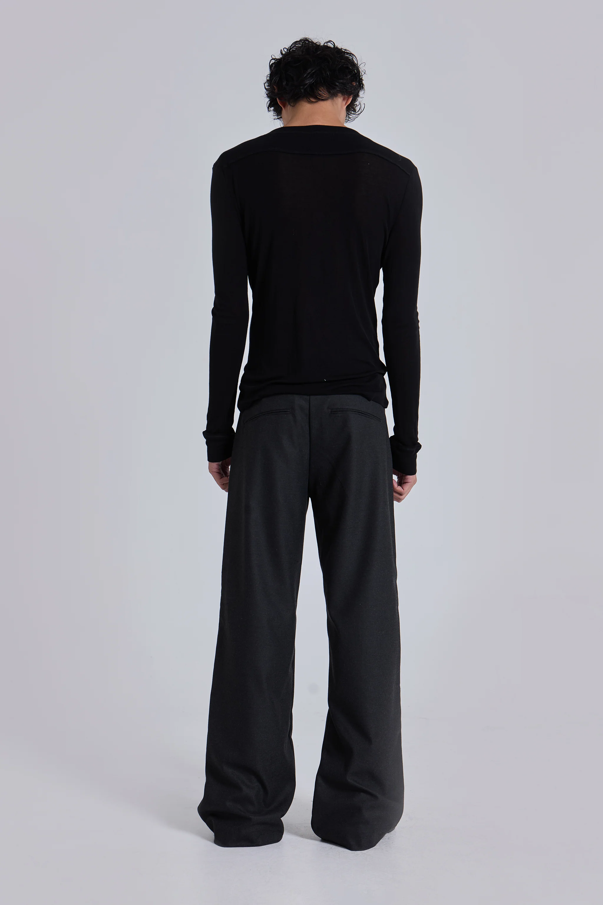 Charcoal Stacked Straight Suit Pants - Image 4