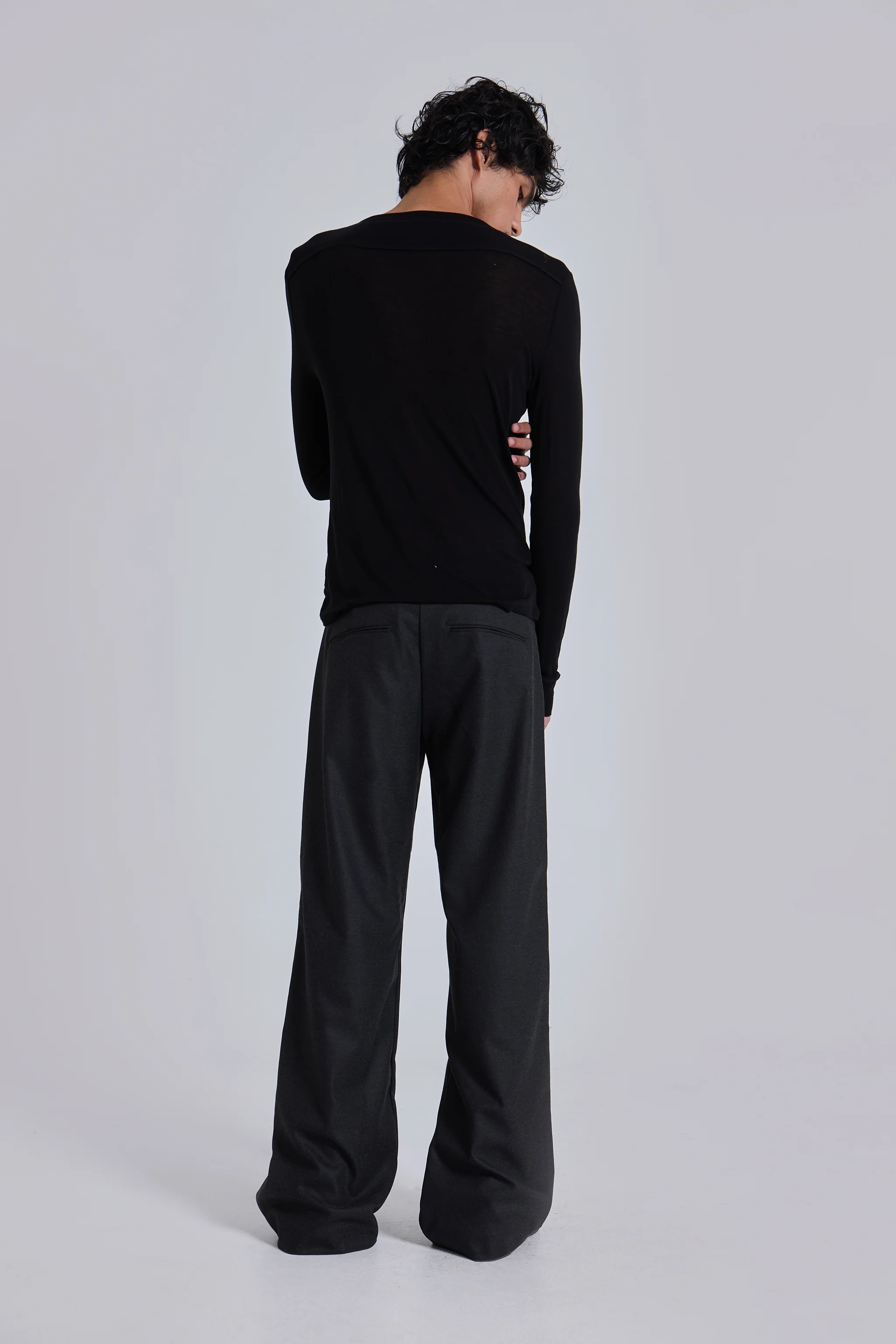Charcoal Stacked Straight Suit Pants - Image 6