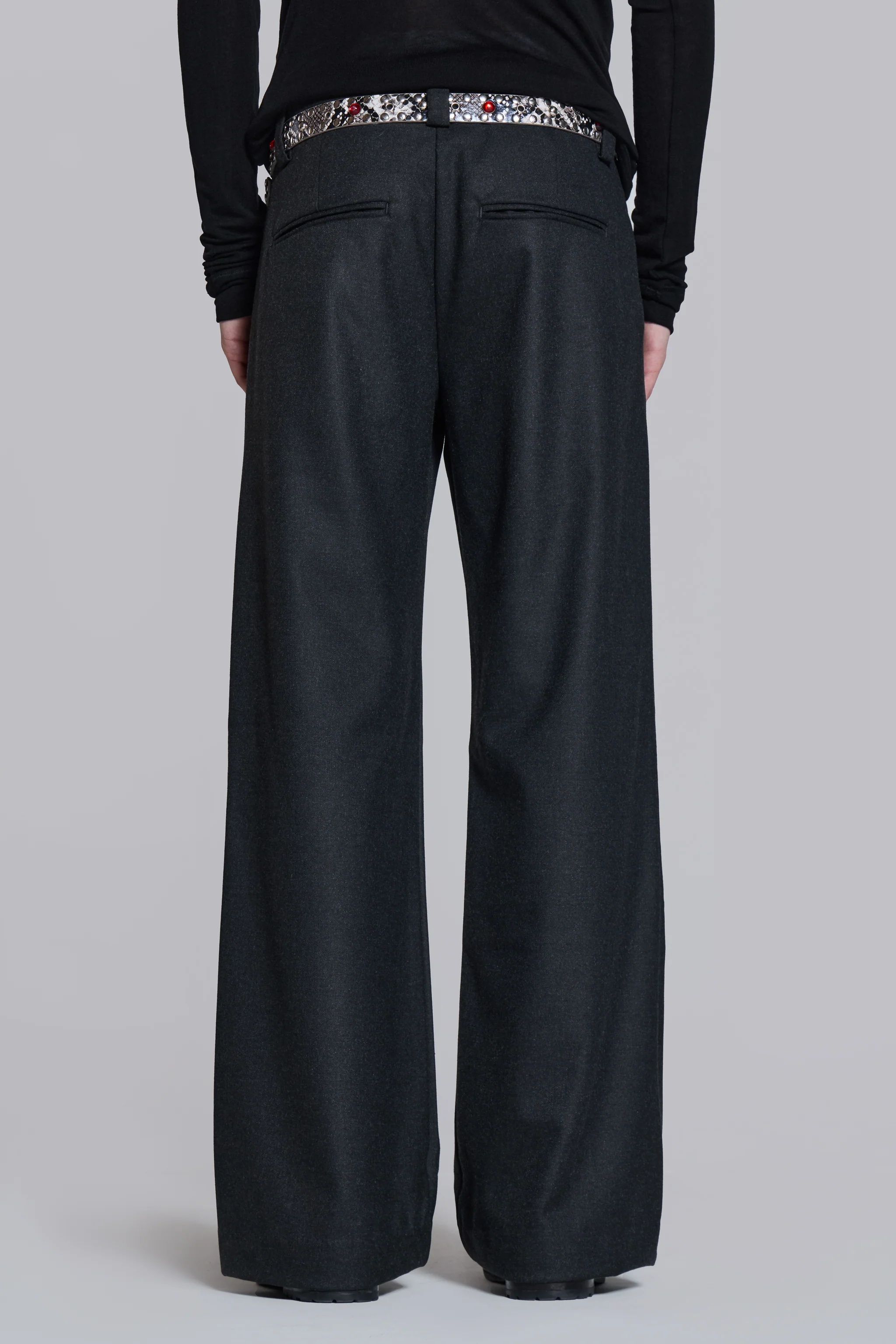 Charcoal Stacked Straight Suit Pants - Image 8
