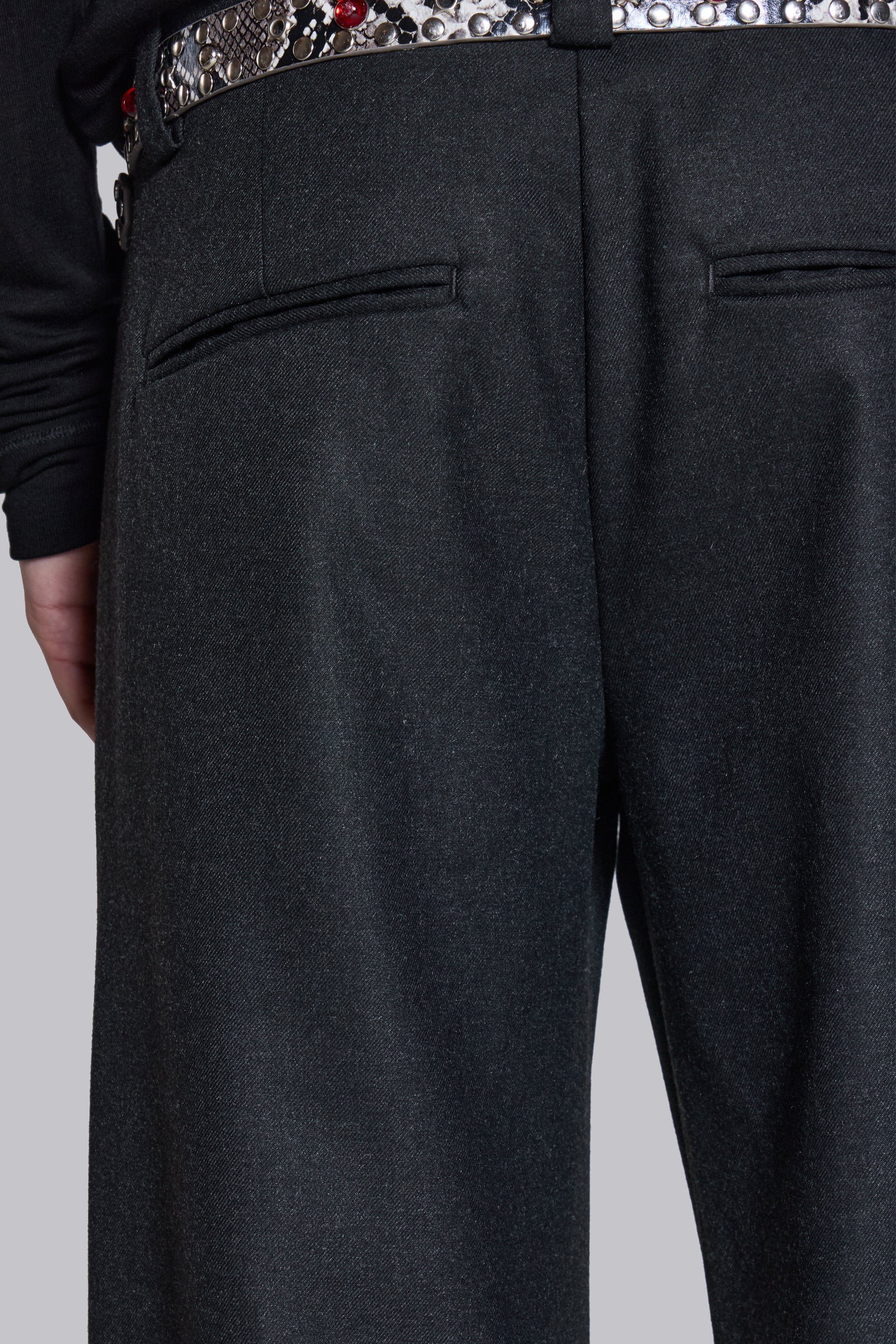 Charcoal Stacked Straight Suit Pants - Image 9