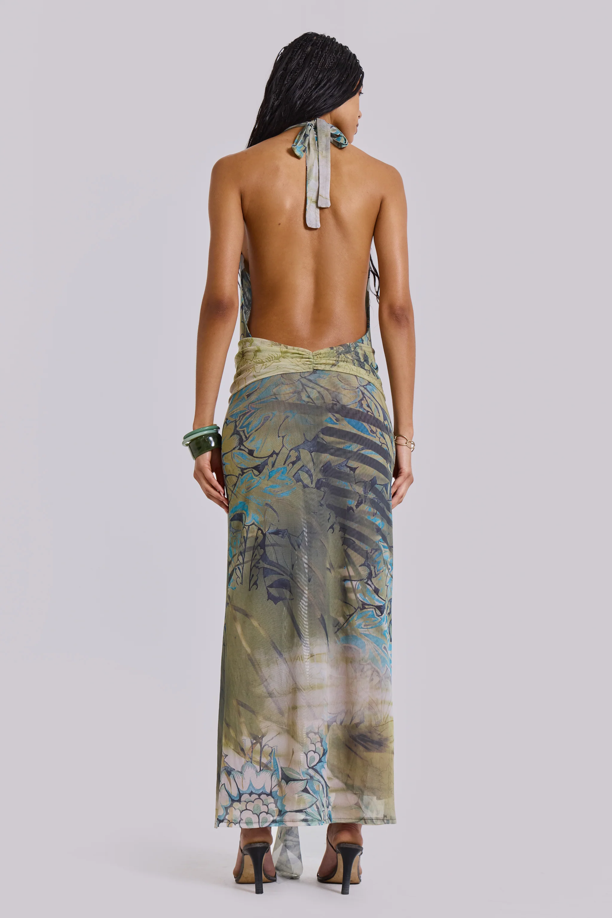 Cindy Plunge Maxi Dress In Green - Image 4