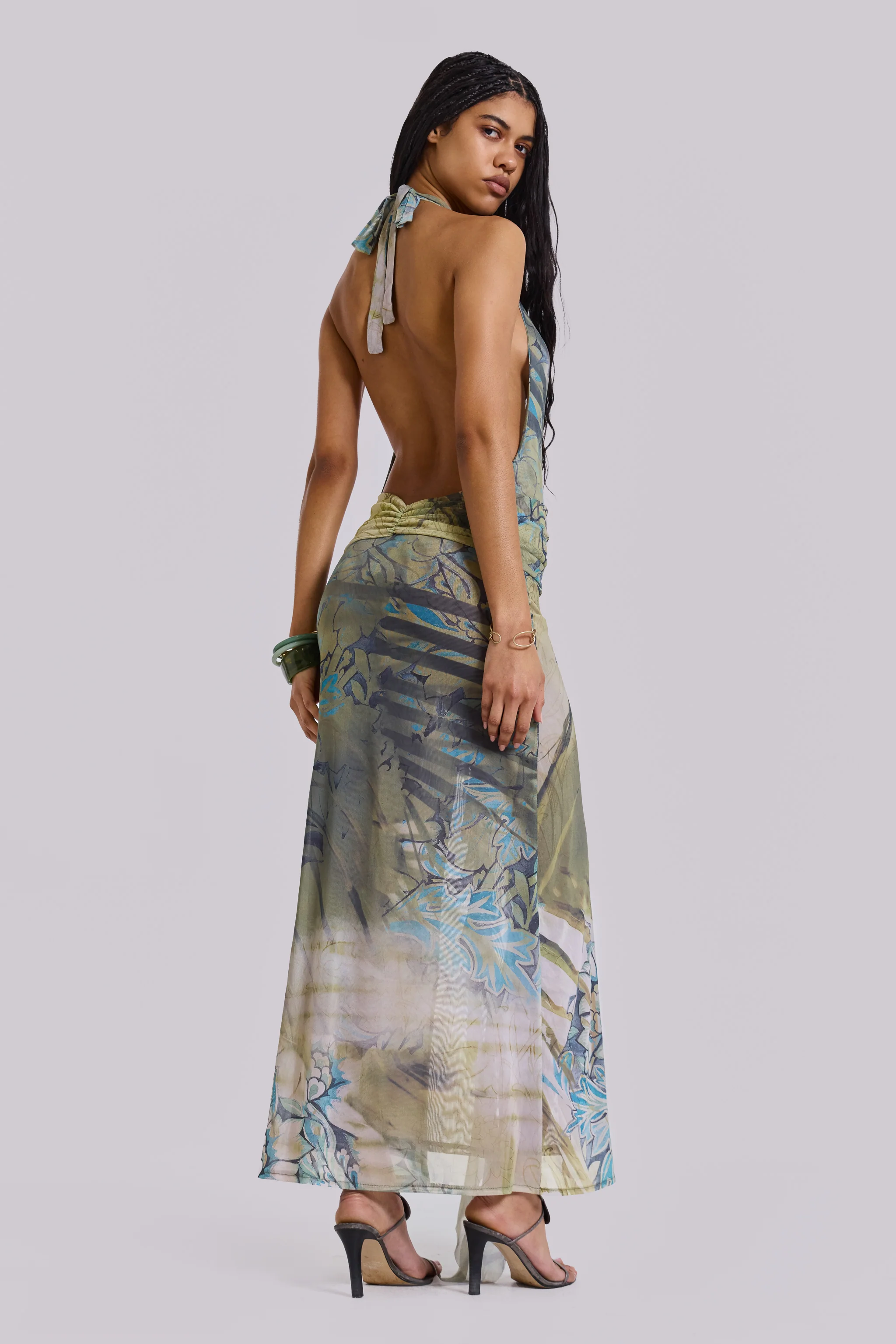Cindy Plunge Maxi Dress In Green - Image 8
