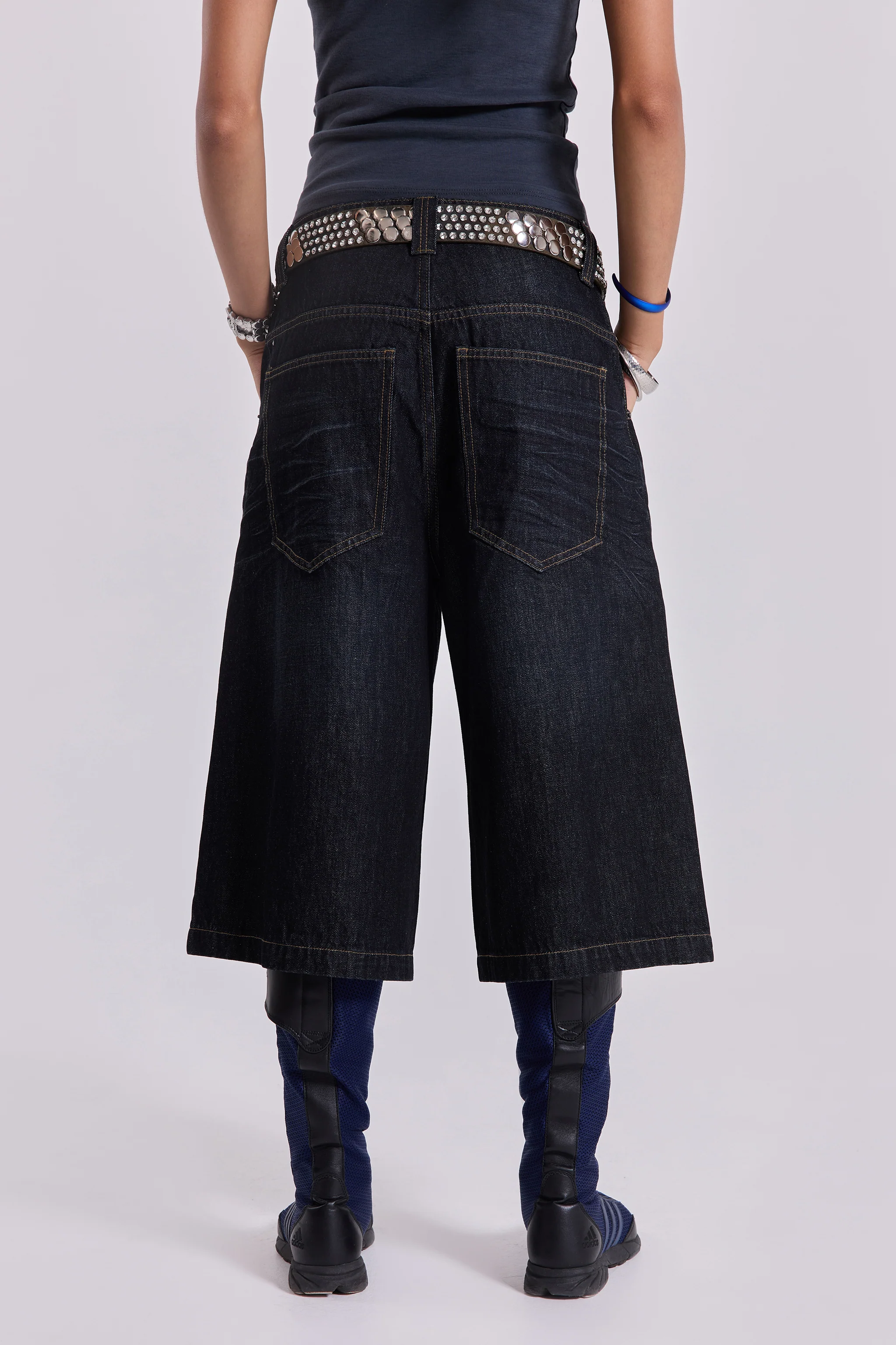 Creased Indigo Colossus Jorts - Image 3