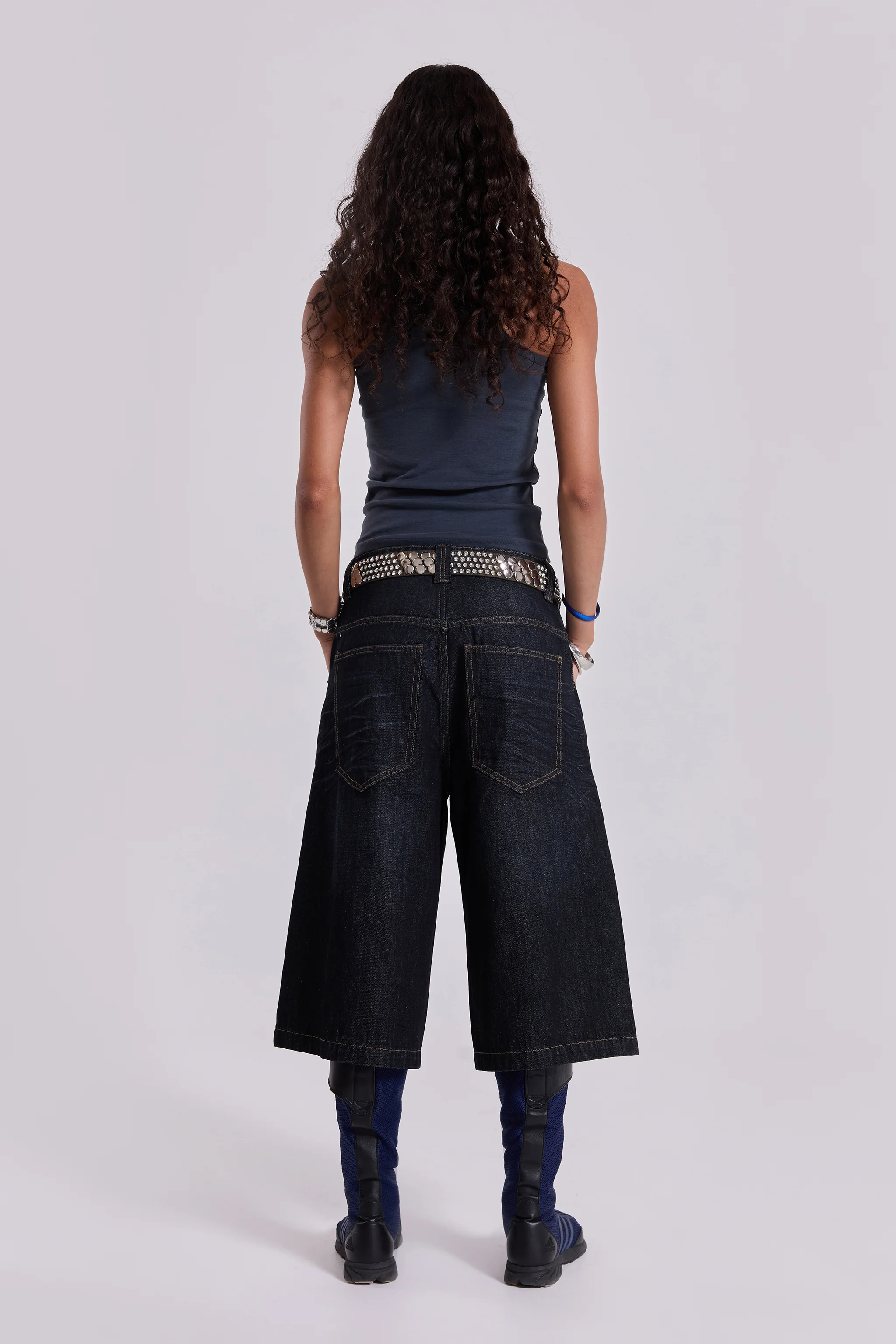 Creased Indigo Colossus Jorts - Image 5