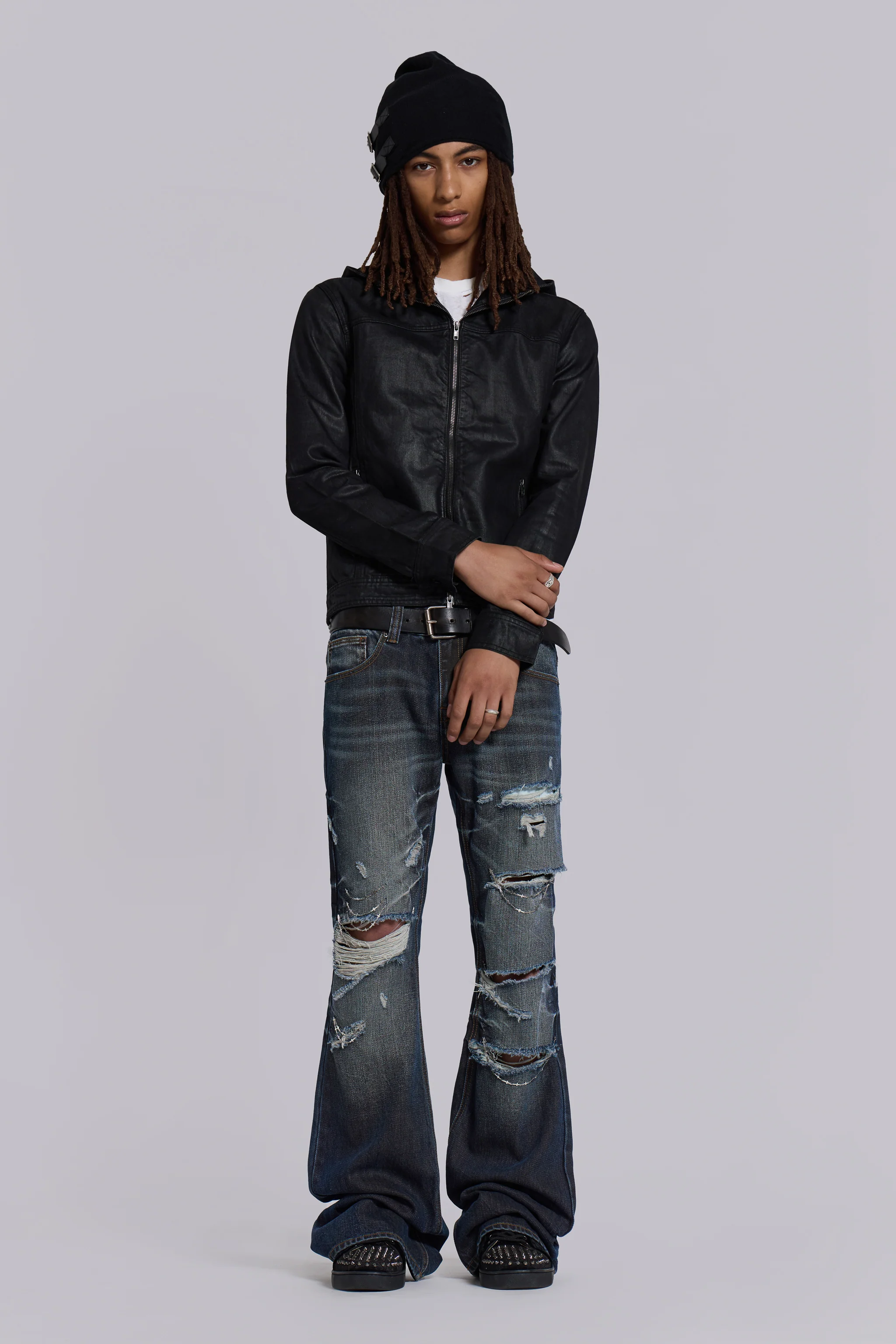 Cross Chain Blue Drift Bootcut Jeans - Image 3