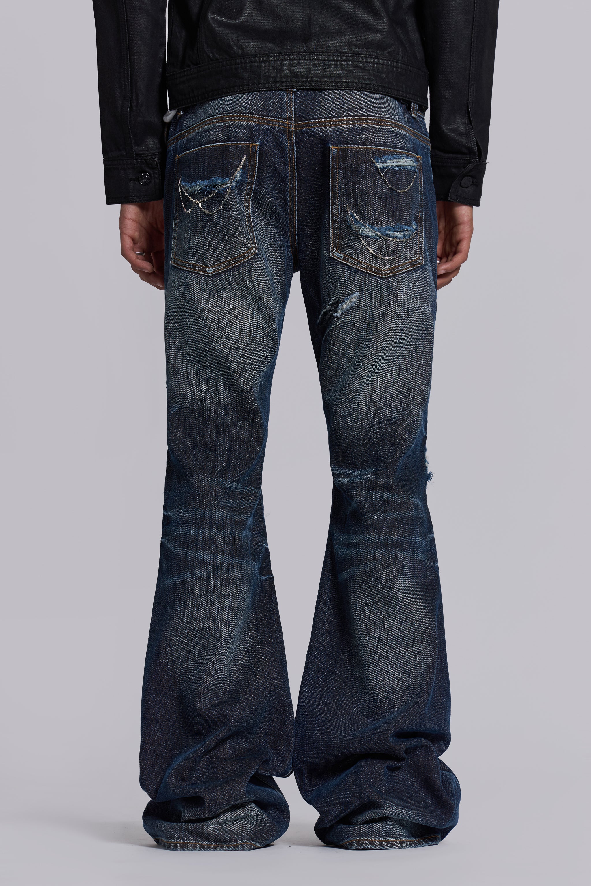 Cross Chain Blue Drift Bootcut Jeans - Image 4