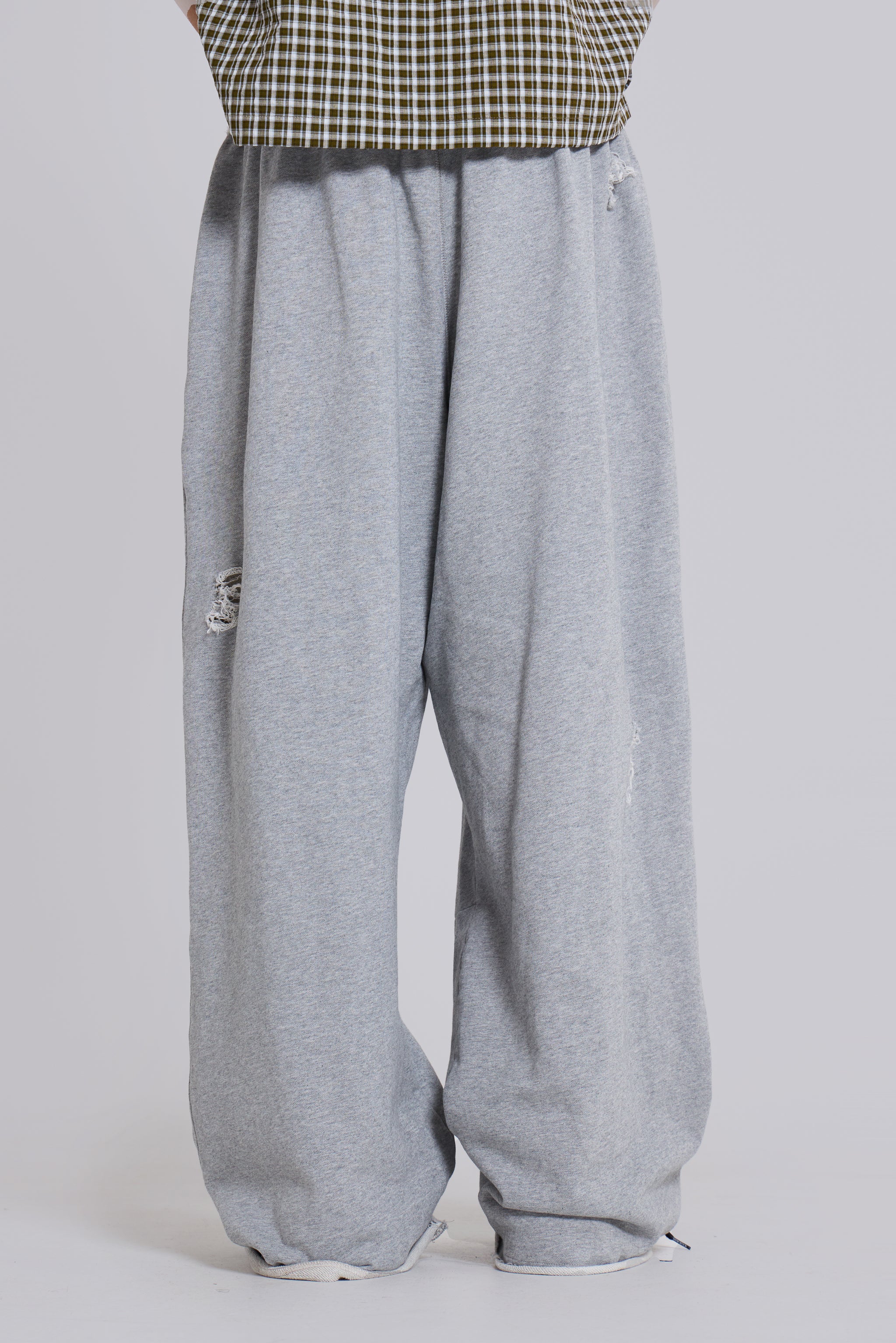 Distressed Grey Marl Baggy Monster Joggers - Image 4