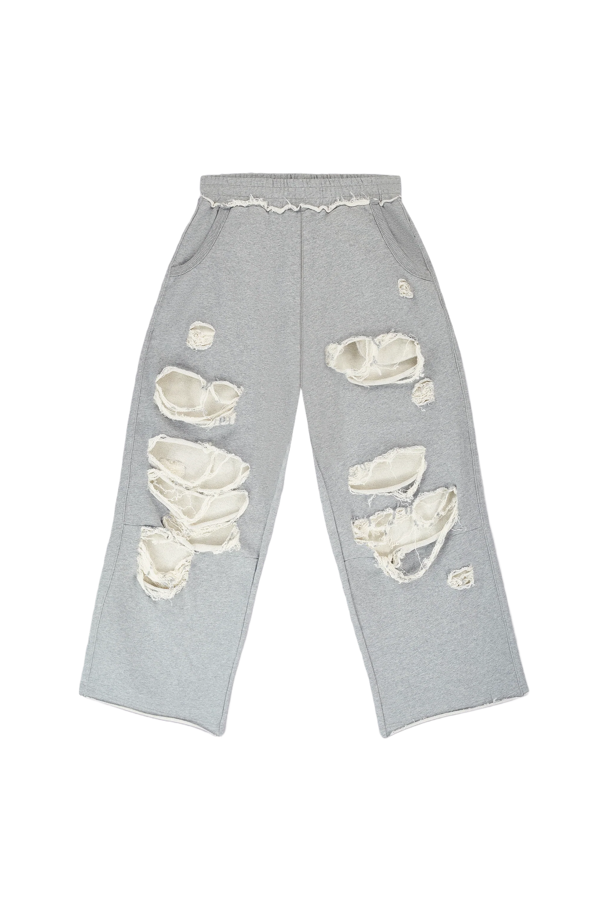 Distressed Grey Marl Baggy Monster Joggers - Image 8