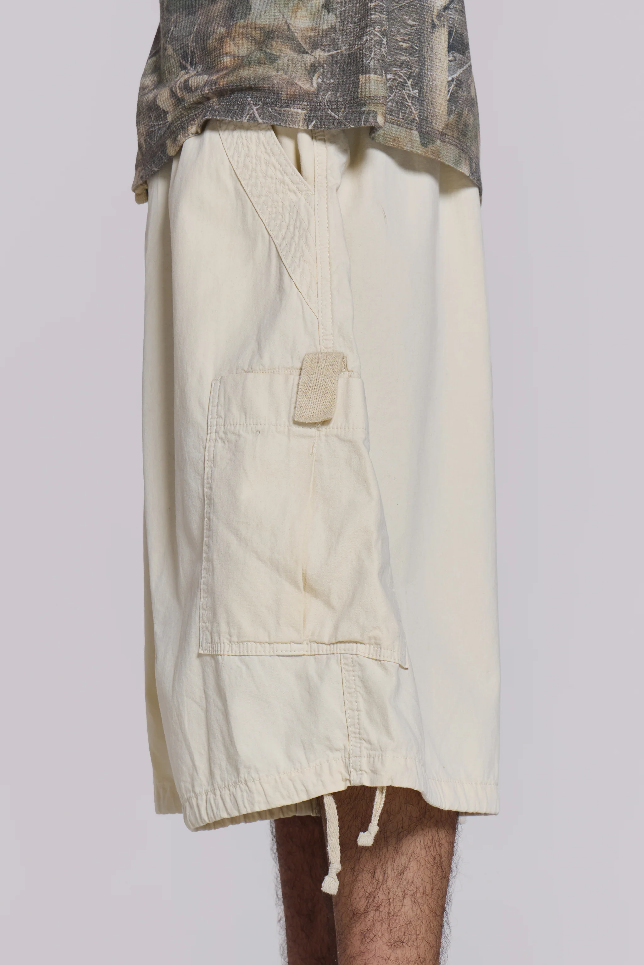 Ecru Parachute Cargo Baggy Shorts - Image 4