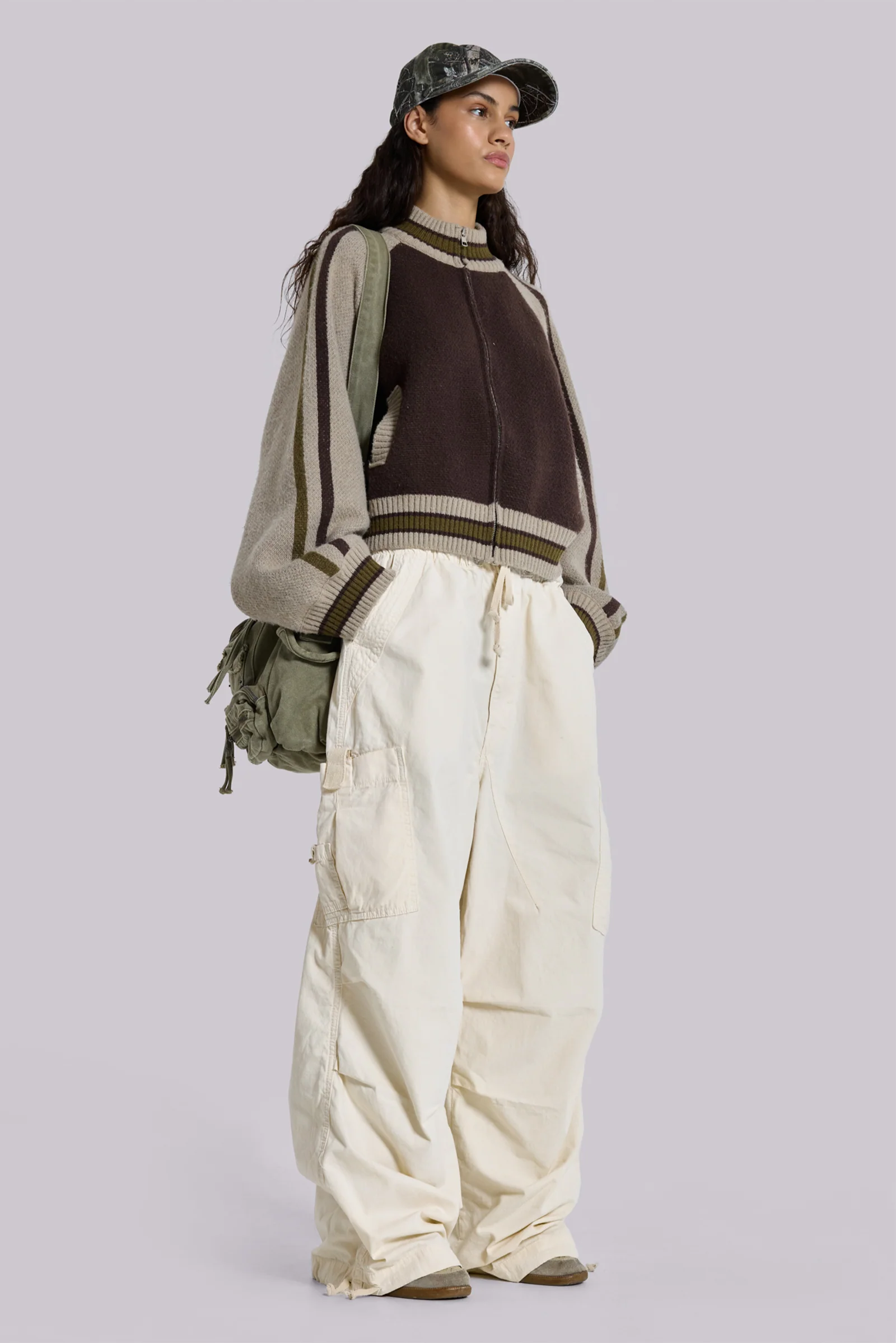 Ecru Parachute Cargo Pants - Image 4
