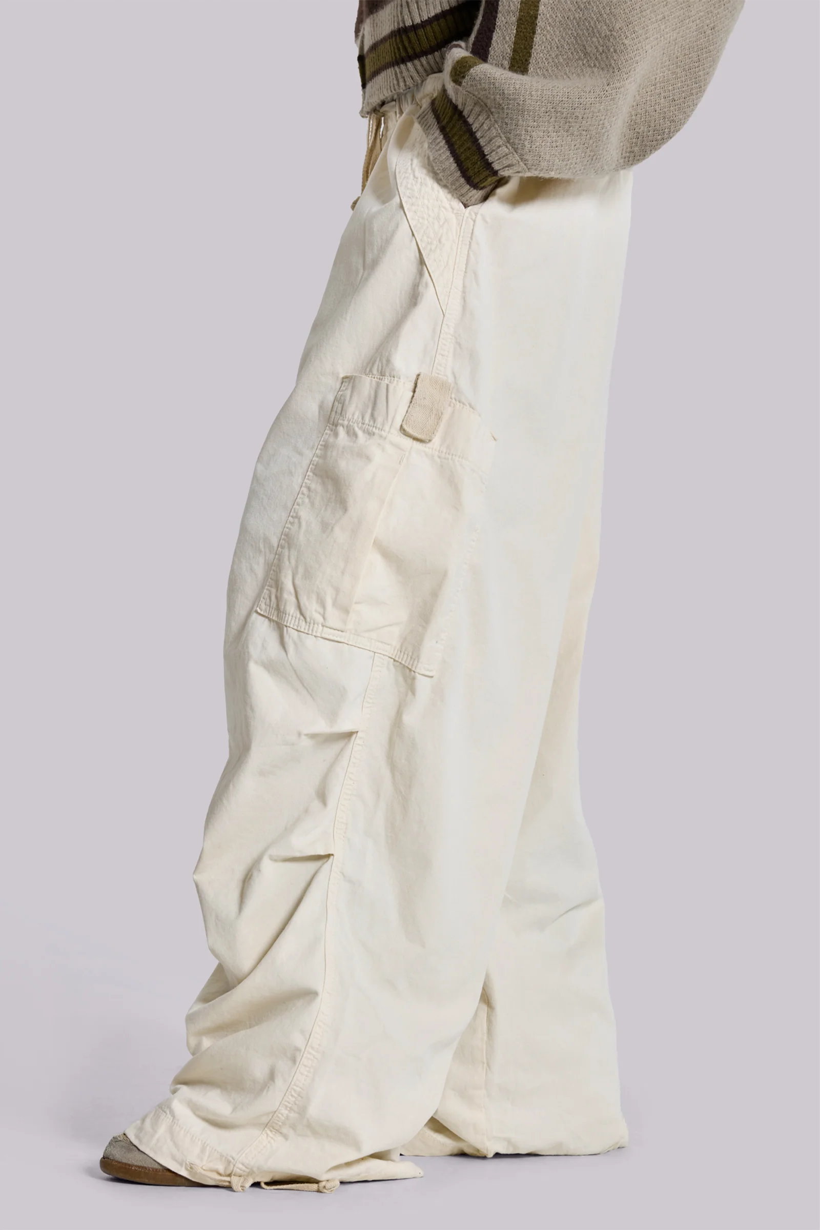 Ecru Parachute Cargo Pants - Image 7