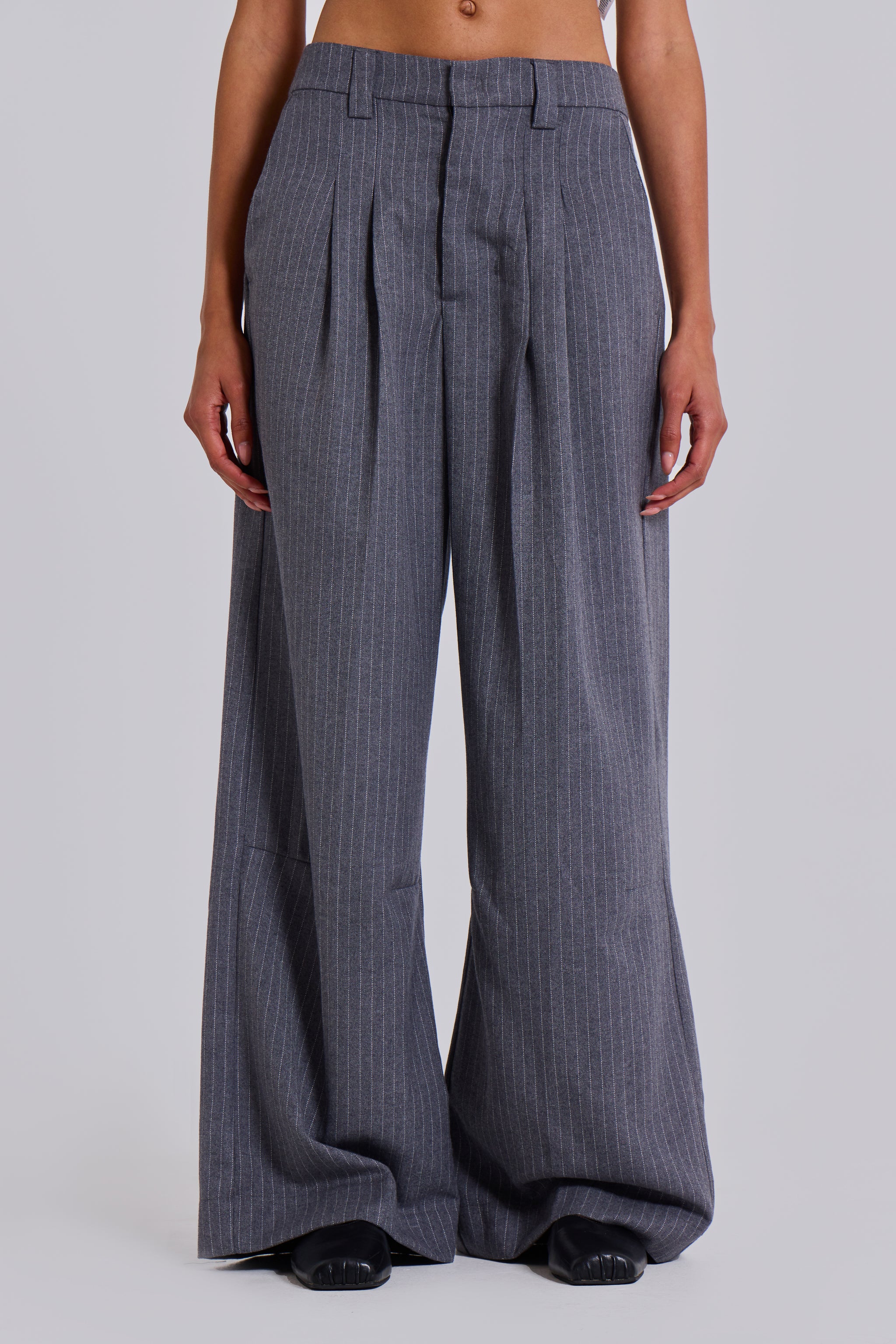 Goliath Light Grey Pinstripe Suit Pants - Image 3