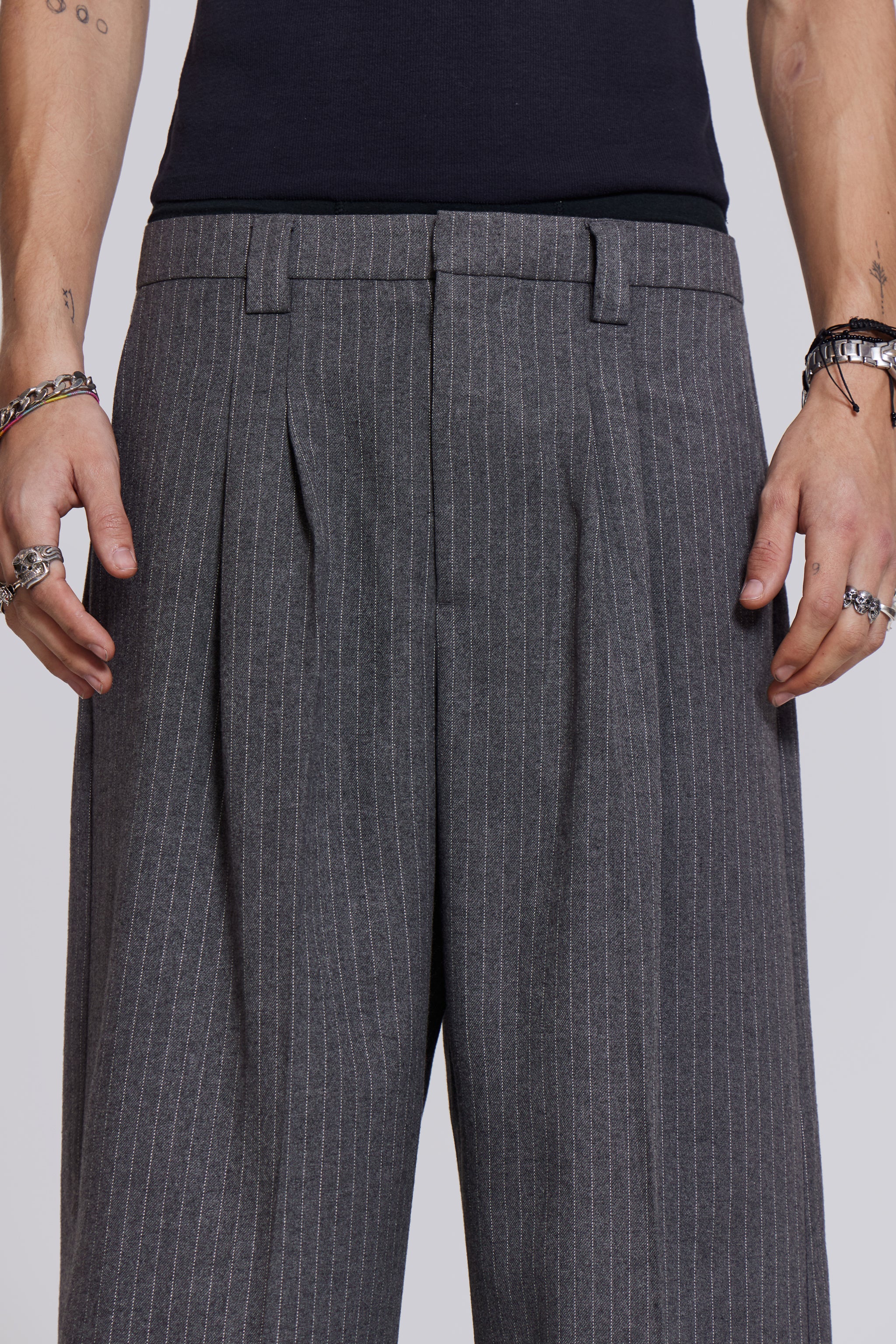 Goliath Light Grey Pinstripe Suit Pants - Image 4