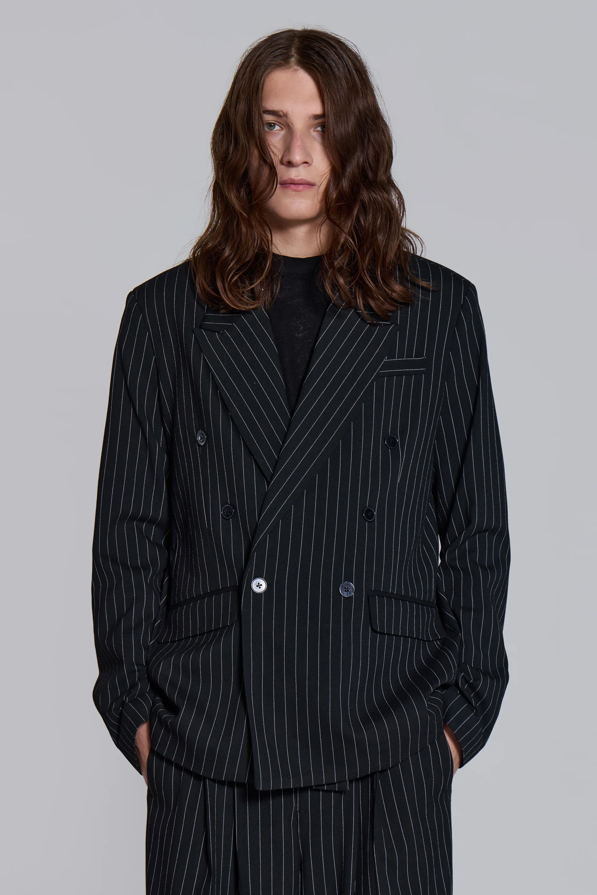 Goliath Pinstripe Double Breasted Boxy Blazer - Image 4