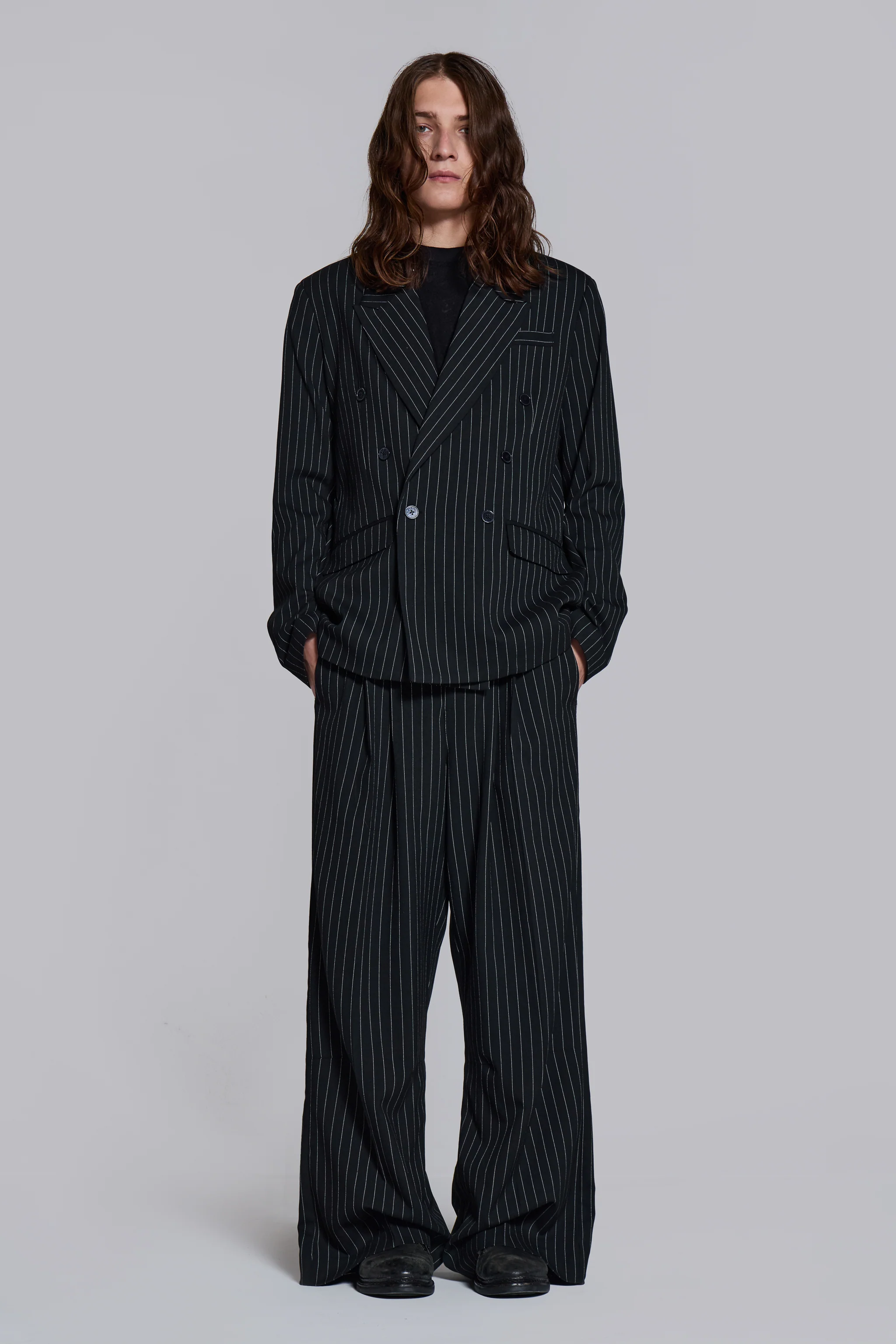 Goliath Pinstripe Double Breasted Boxy Blazer - Image 6