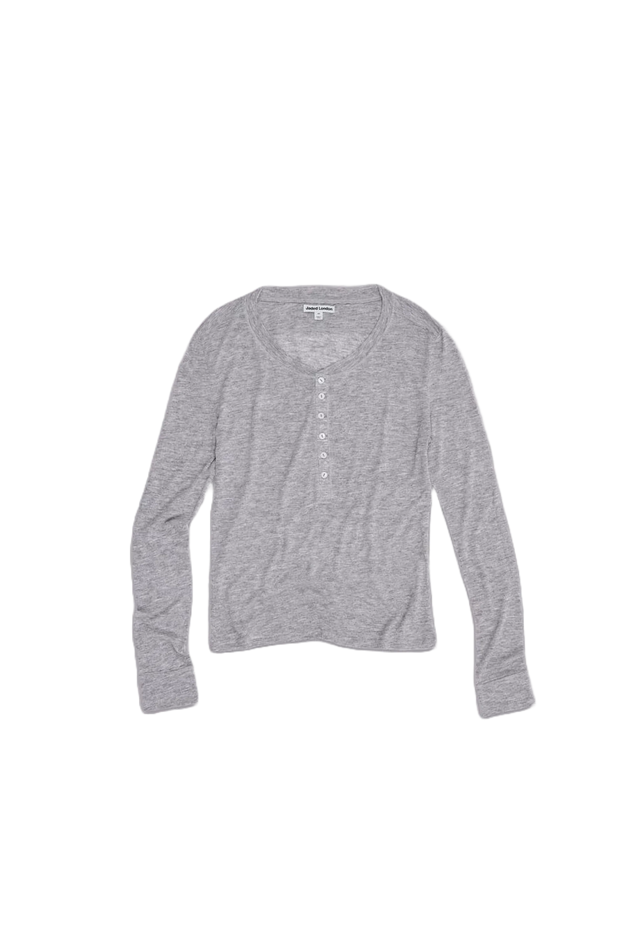 Grey Marl Haze Henley Top - Image 10
