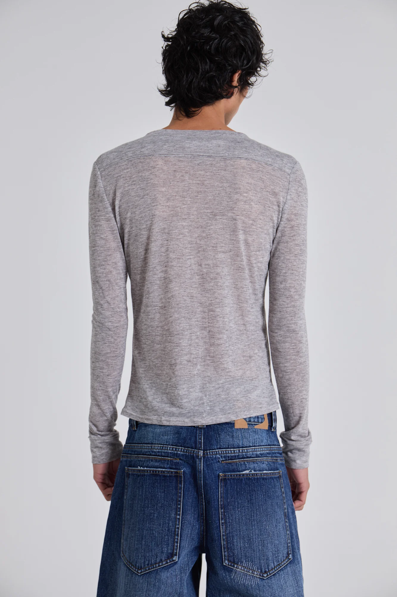 Grey Marl Haze Henley Top - Image 4
