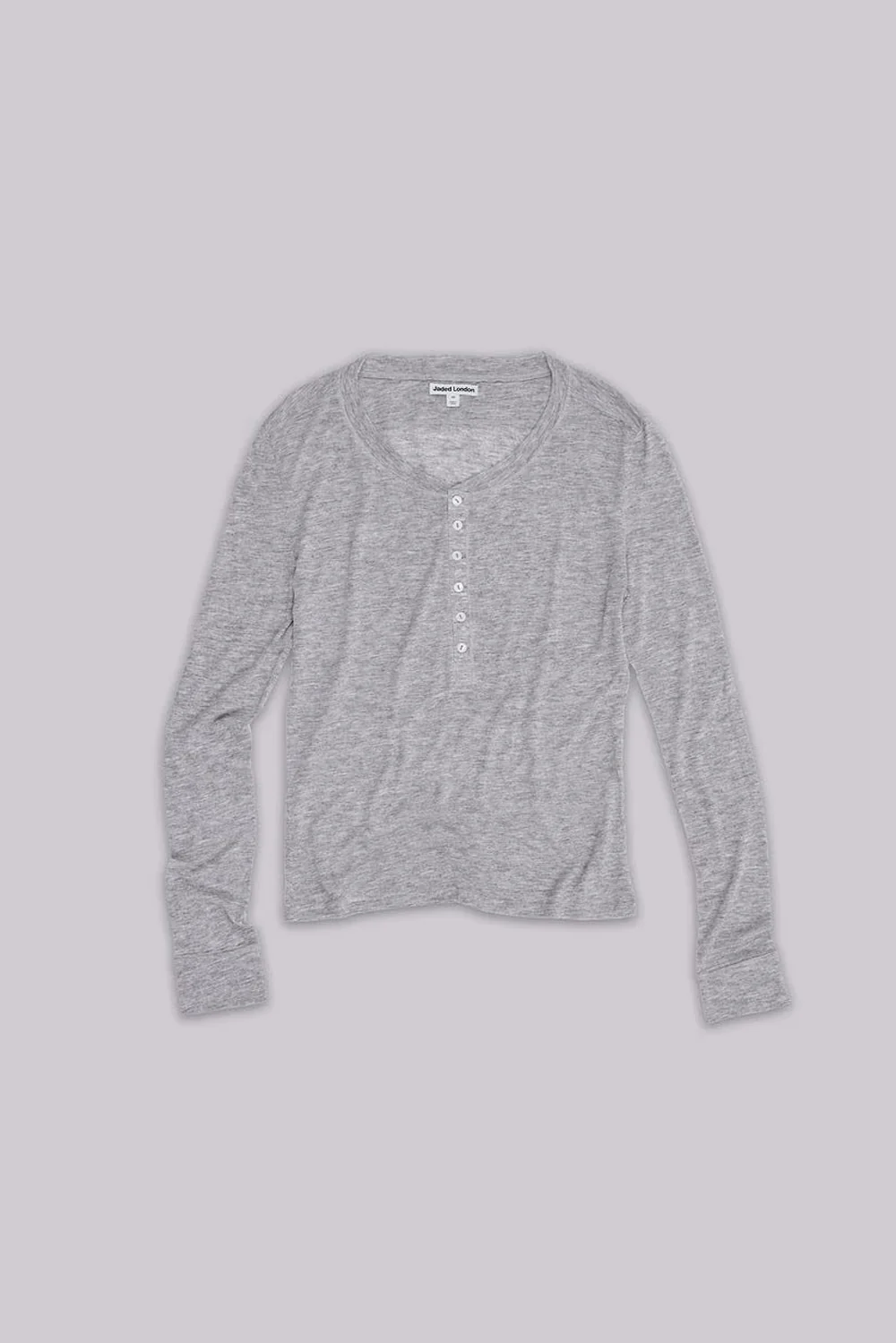 Grey Marl Haze Henley Top - Image 9