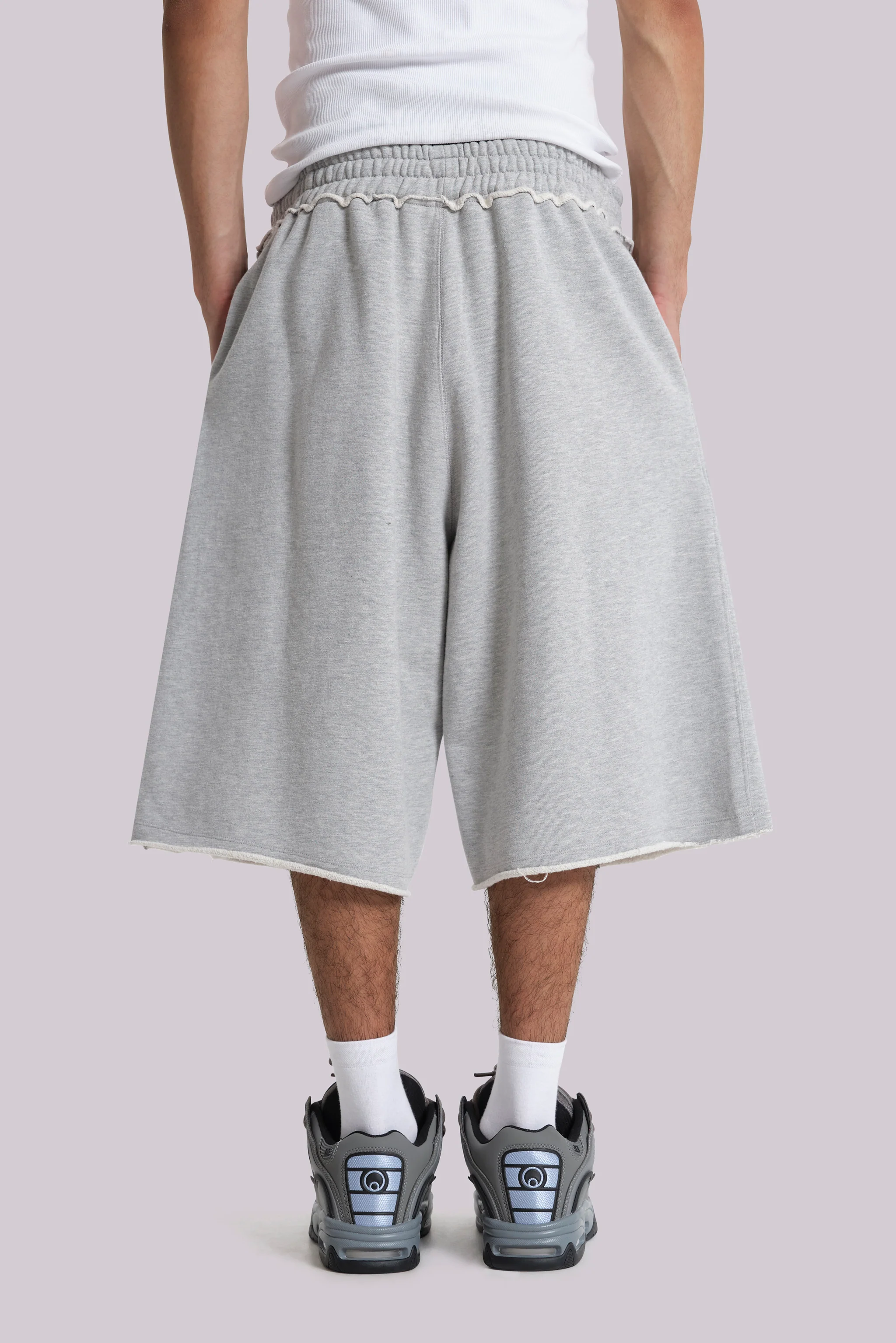 Grey Marl Monster Jogger Baggy Shorts - Image 4