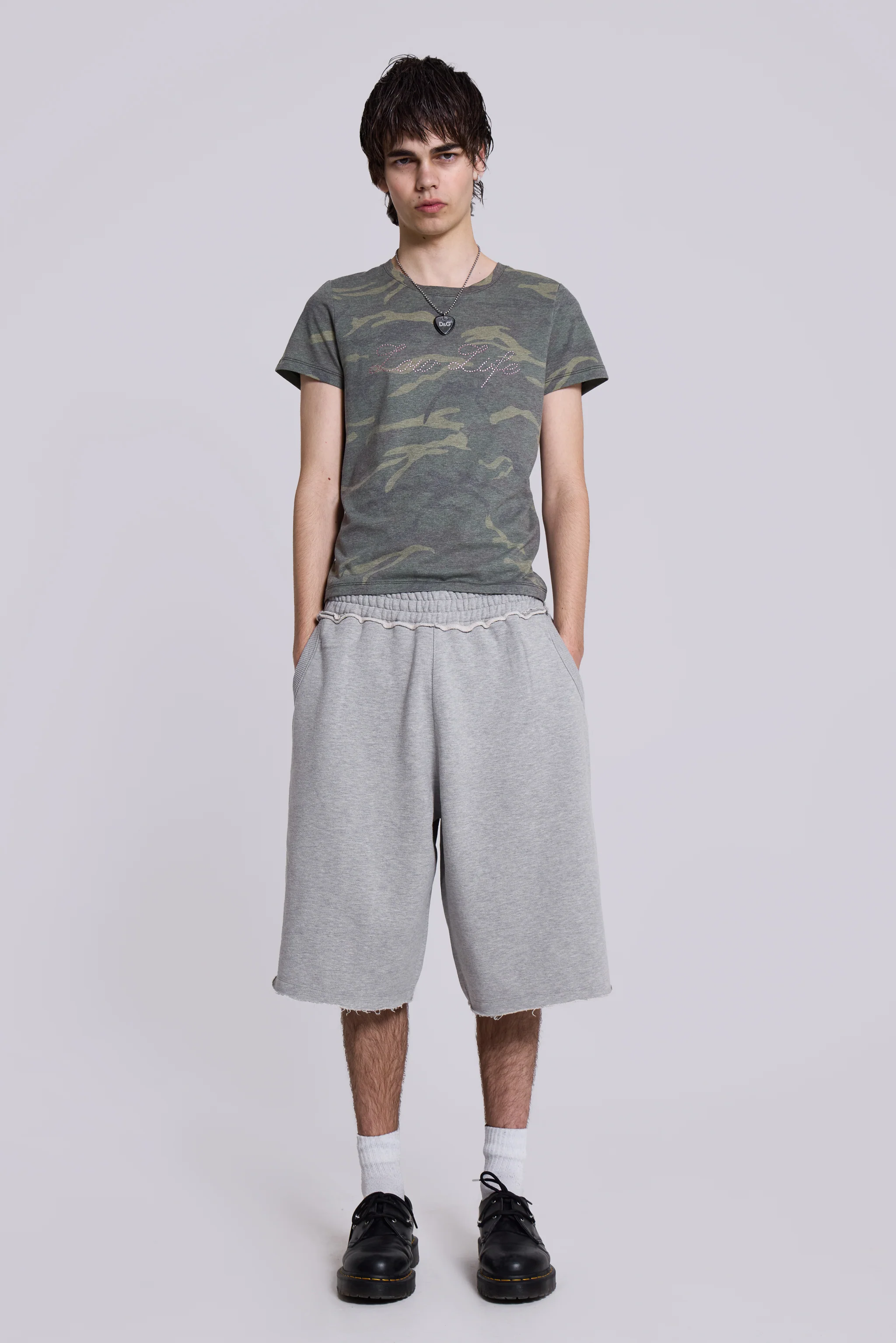 Grey Marl Monster Jogger Baggy Shorts - Image 8